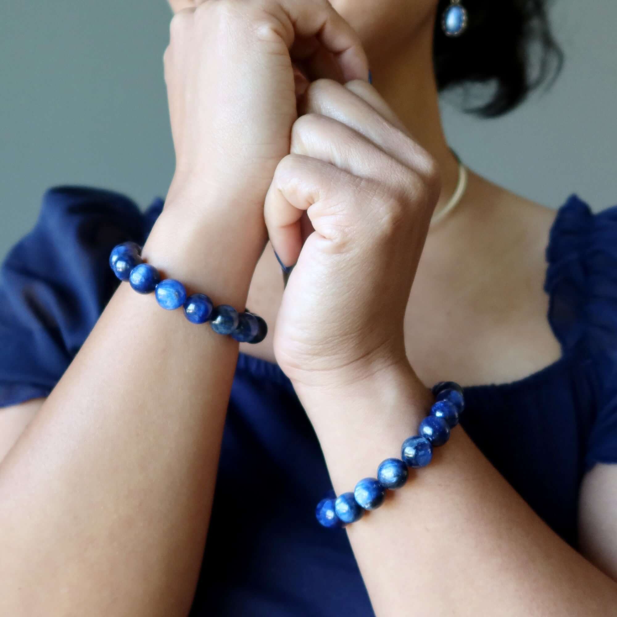 Bracelet en kyanite - Perles Flash Dance bleu foncé