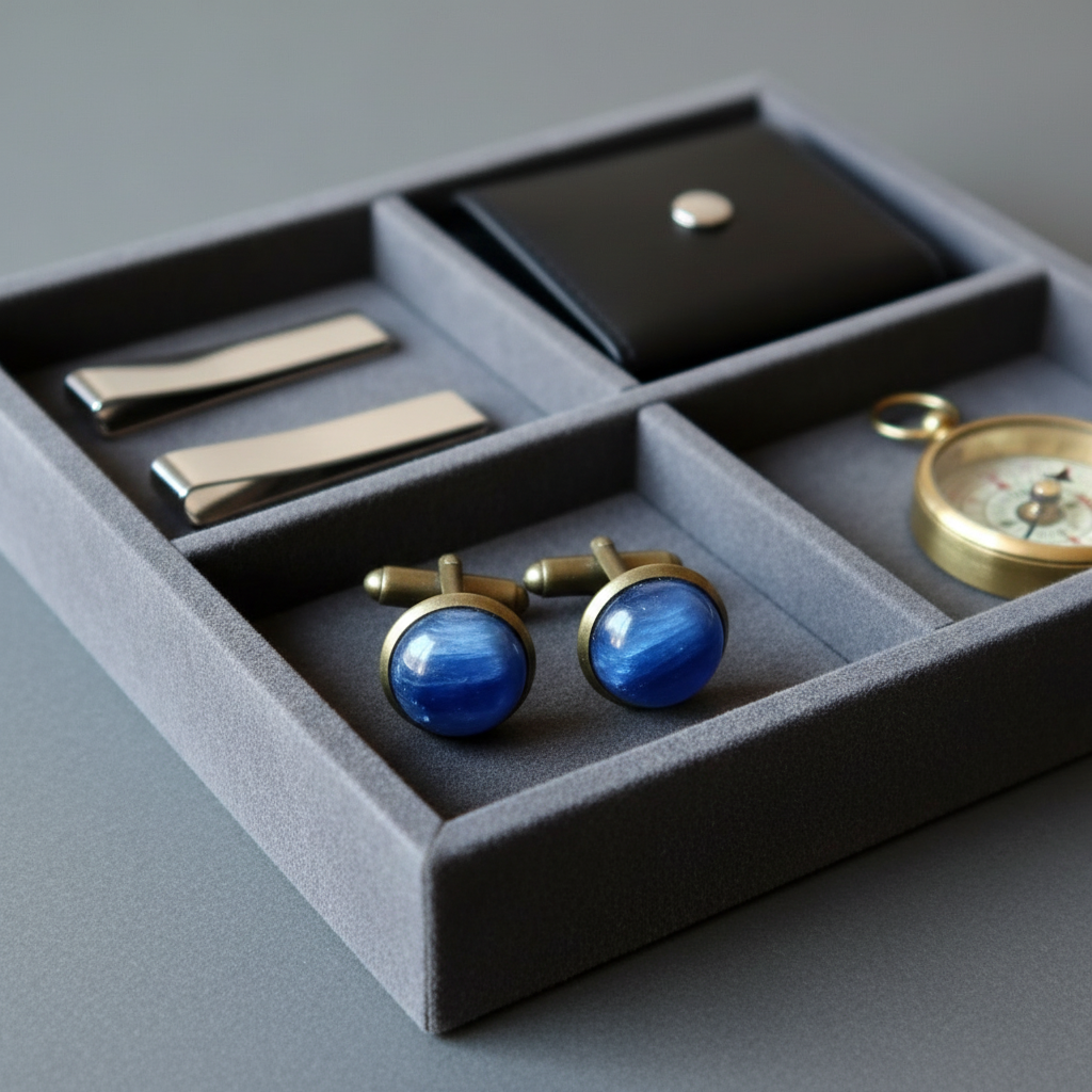 Kyanite Cufflinks Blue Ocean Antiqued Bronze