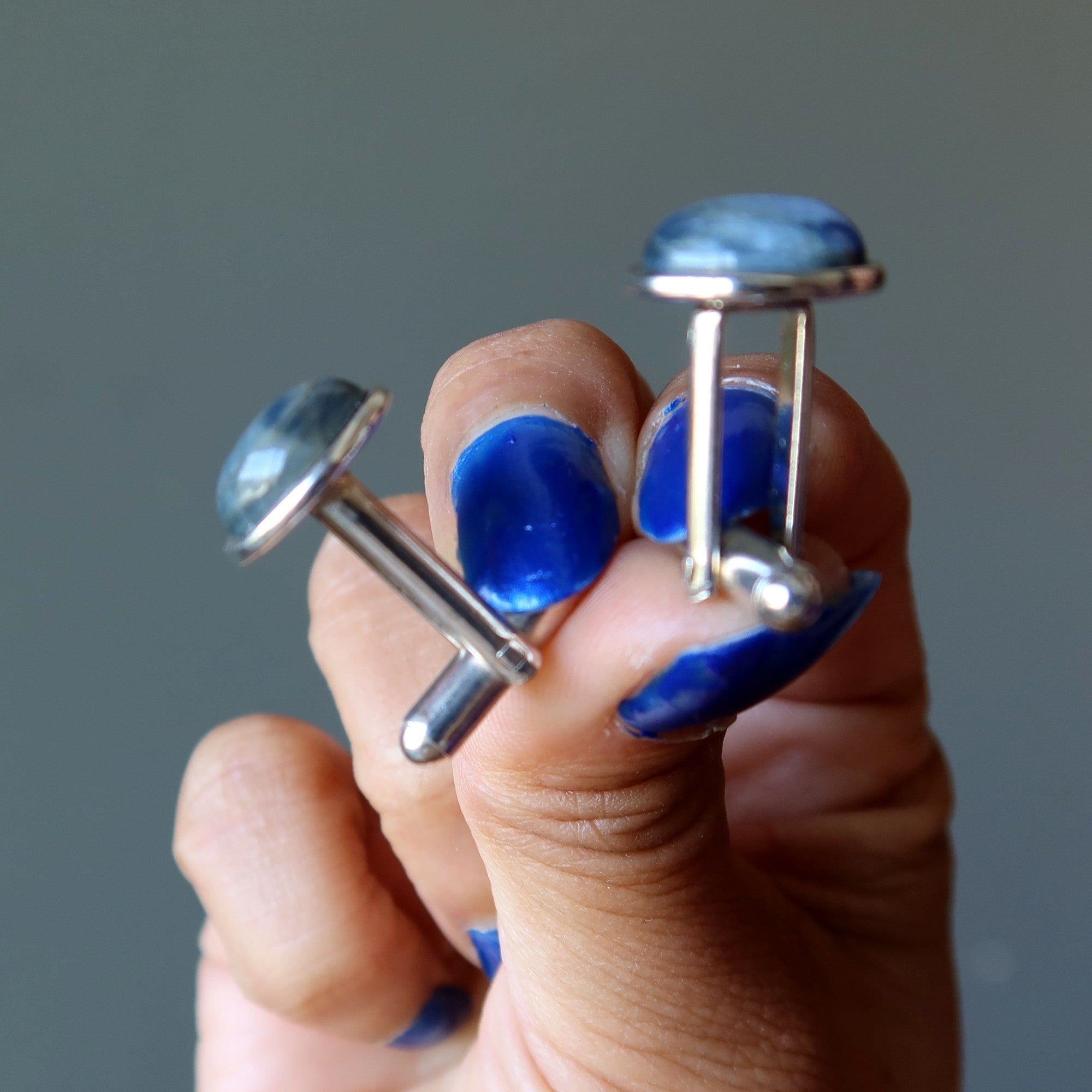 Kyanit Manschettenknöpfe Blauer Edelstein Anspruchsvolles Silber