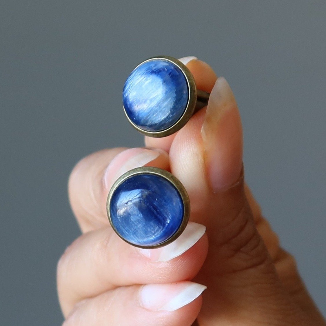 Kyanite Cufflinks Blue Ocean Antiqued Bronze