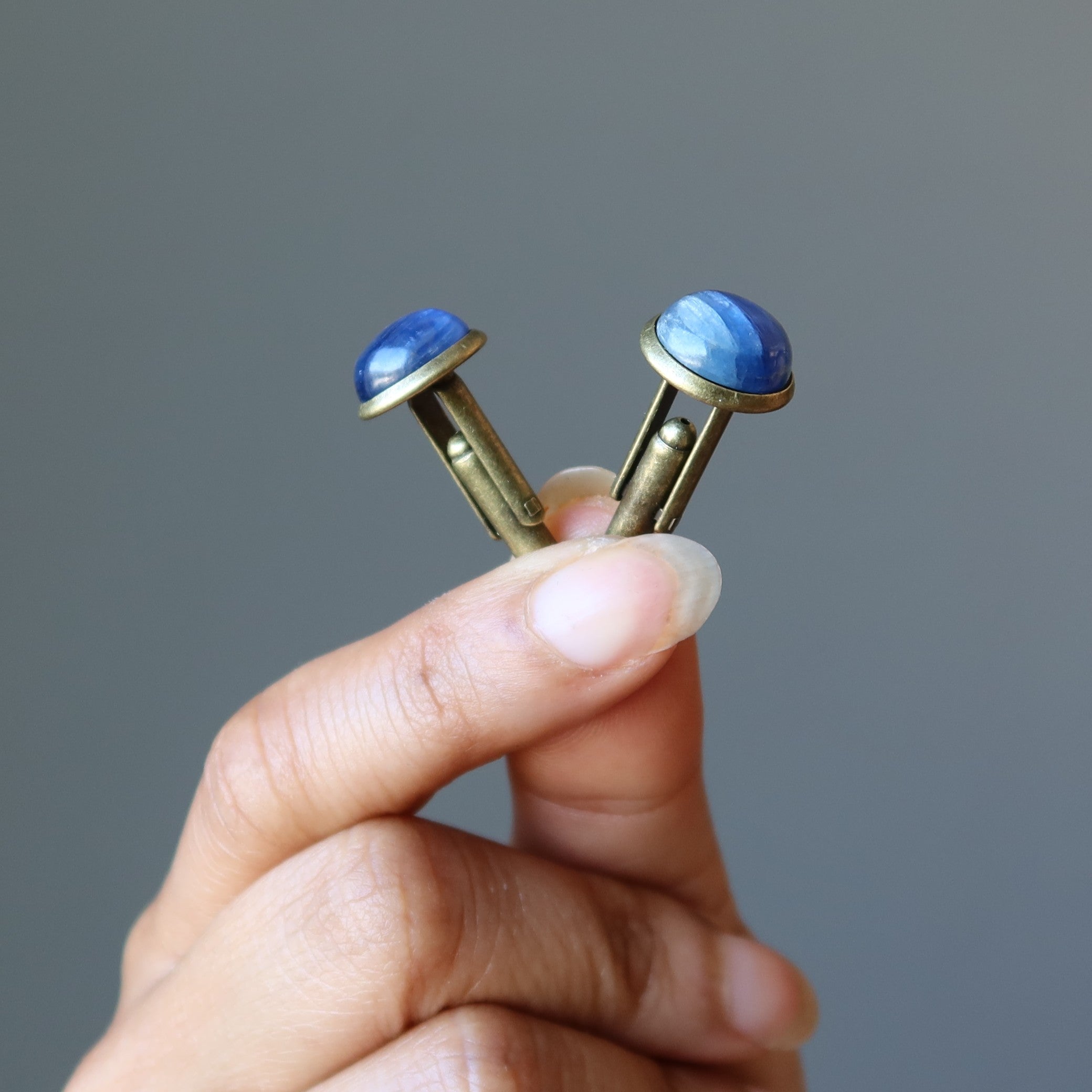 Kyanite Cufflinks Blue Ocean Antiqued Bronze