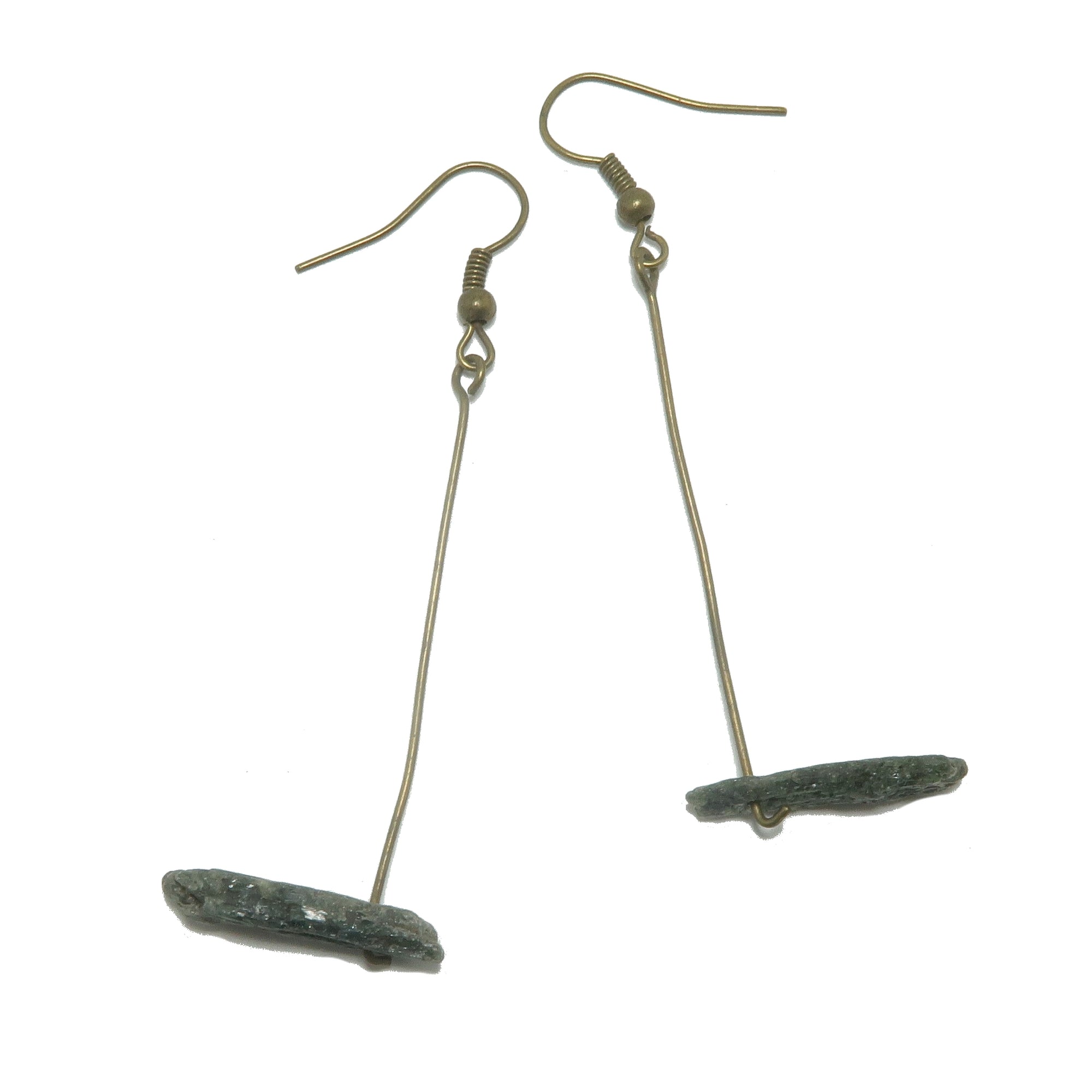 Kyanite Earrings Raw Edgy Black Stone Dangle