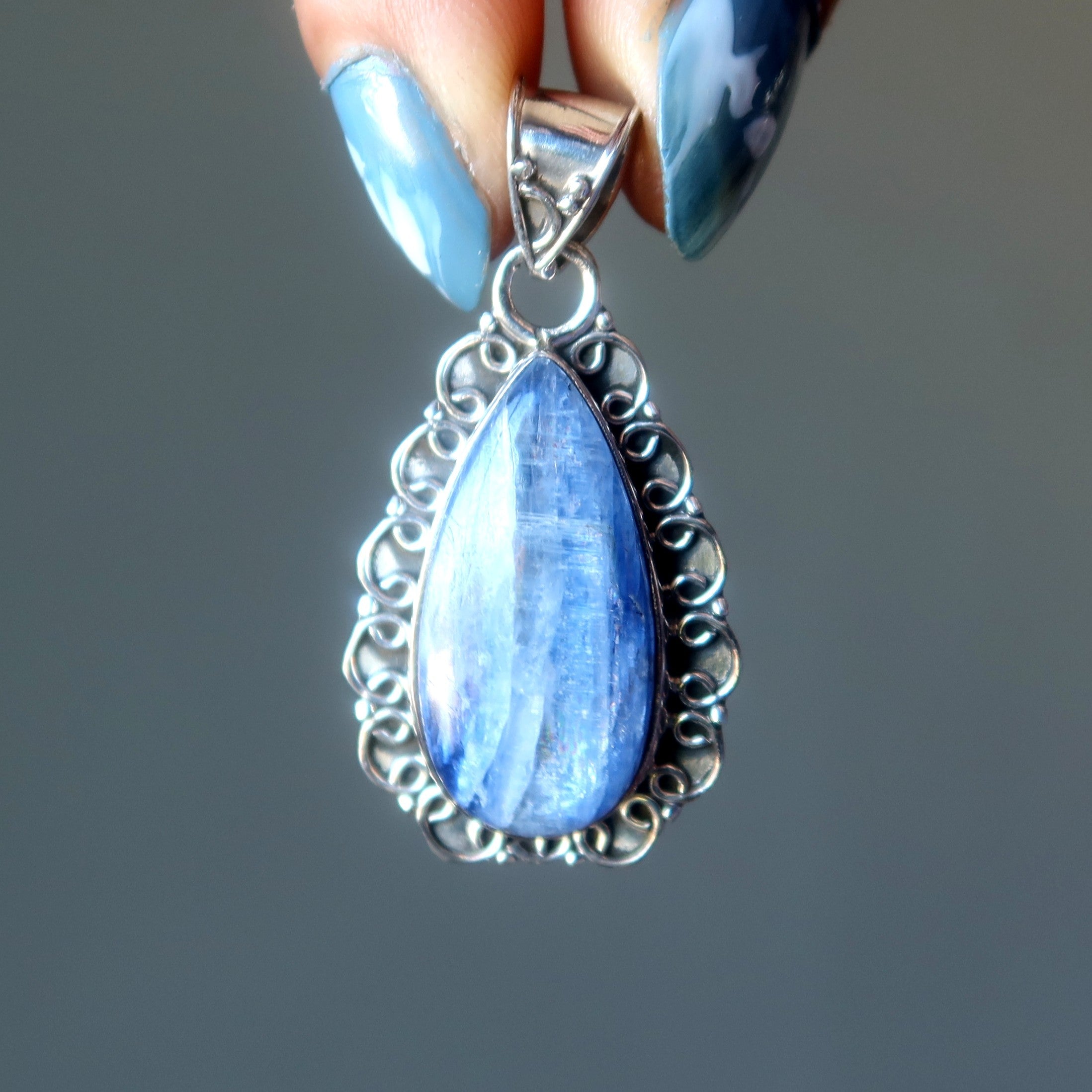 Kyanite Pendant Shimmery Blue Earth Crystal Healing Gemstone