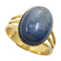 Bague en cyanite ovale bleue en or ajustable