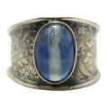 Kyanite Ring Blue Gem Flower Sterling Silver Size 9.25