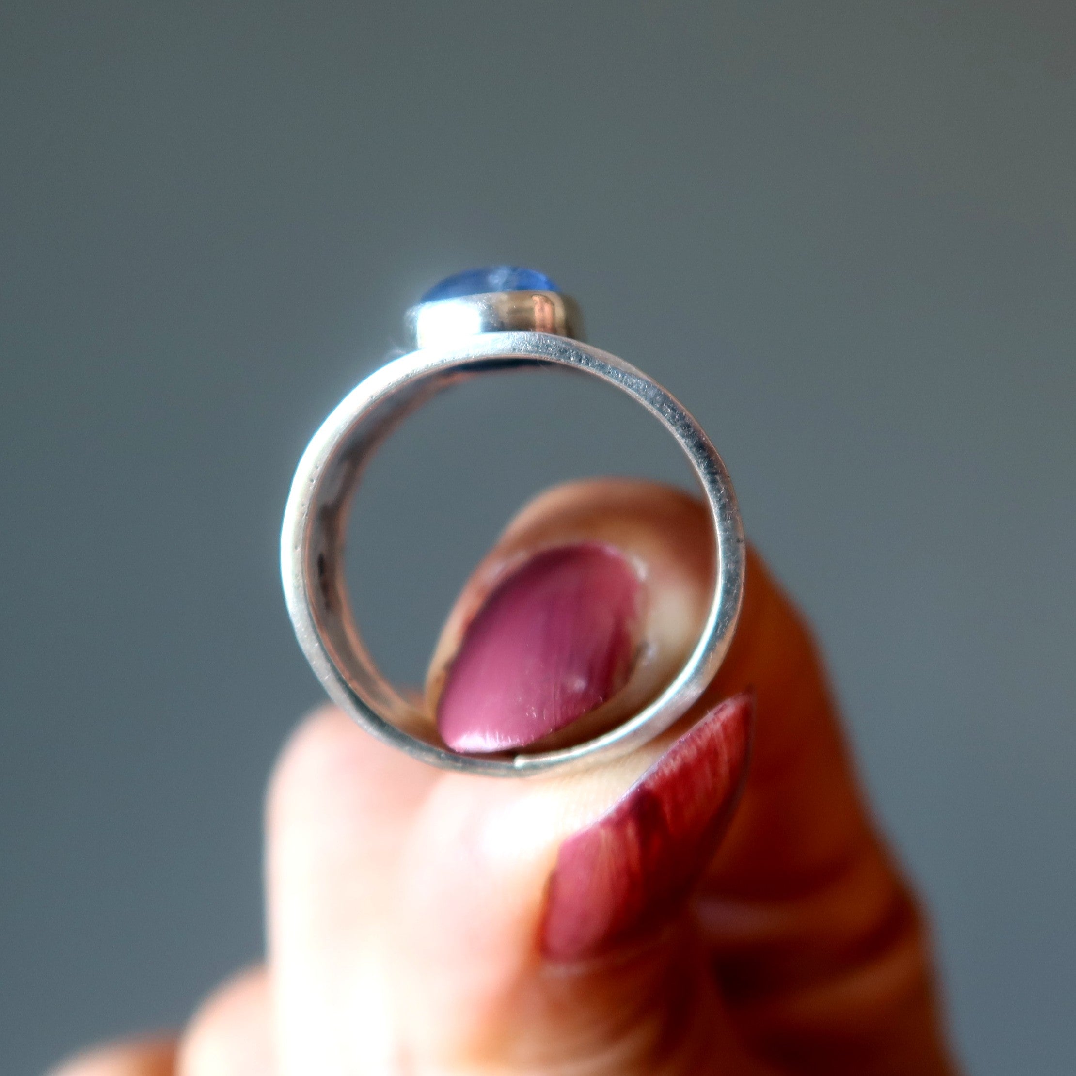 Kyanite Ring Blue Gem Flower Sterling Silver Size 9.25