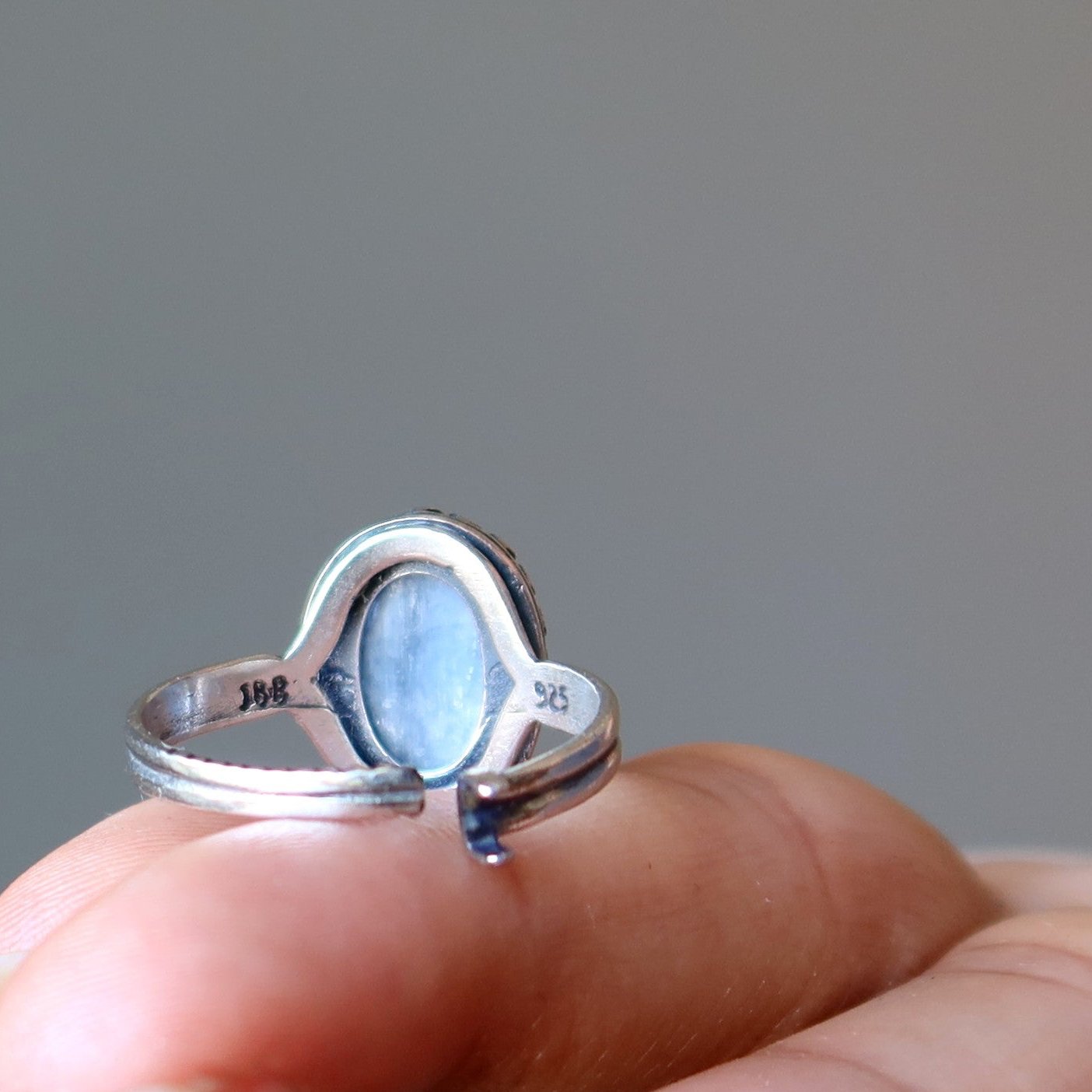 Kyanite Ring Blue Crystal Sterling Silver Adjustable