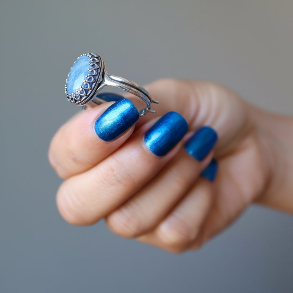 Kyanite Ring Blue Crystal Sterling Silver Adjustable