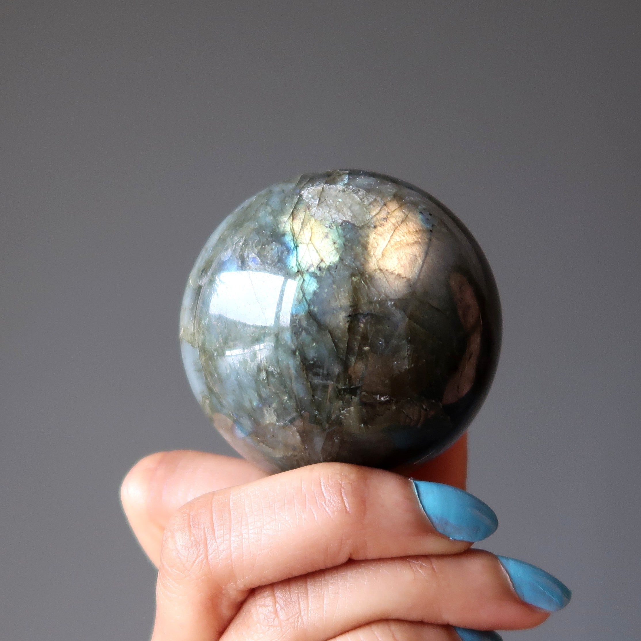 Sphère de Labradorite Arc-en-ciel Foudre Zeus Boule de Cristal