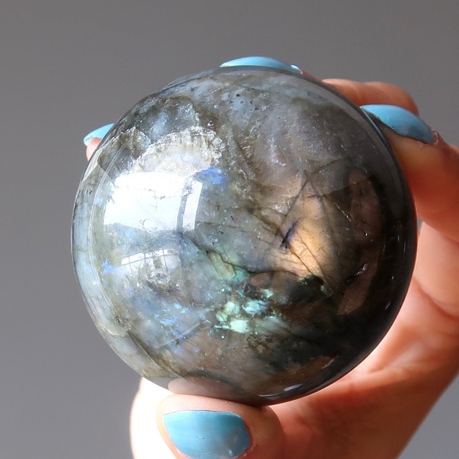 Sphère de Labradorite Arc-en-ciel Foudre Zeus Boule de Cristal