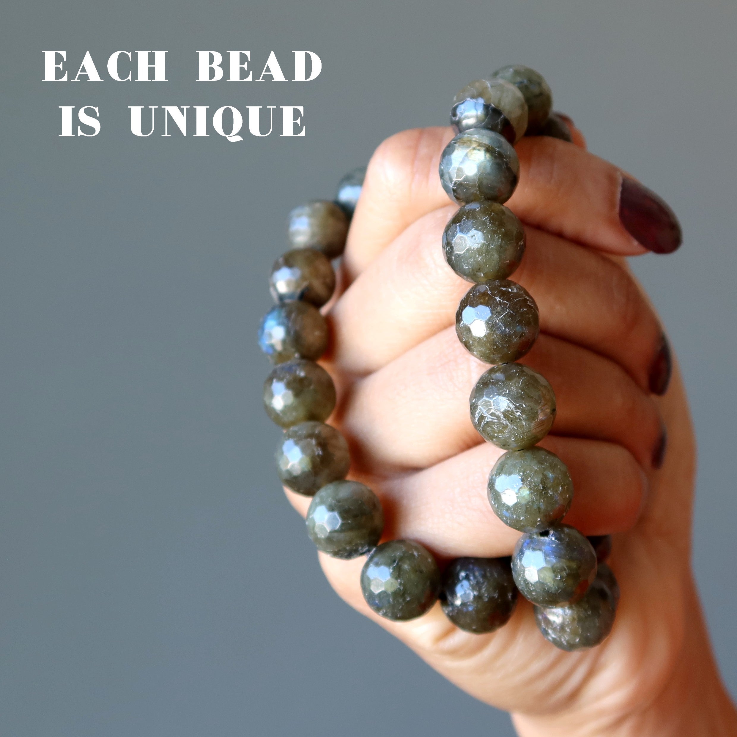 Labradorite Bracelet Rainbow Phoenix Dark Faceted