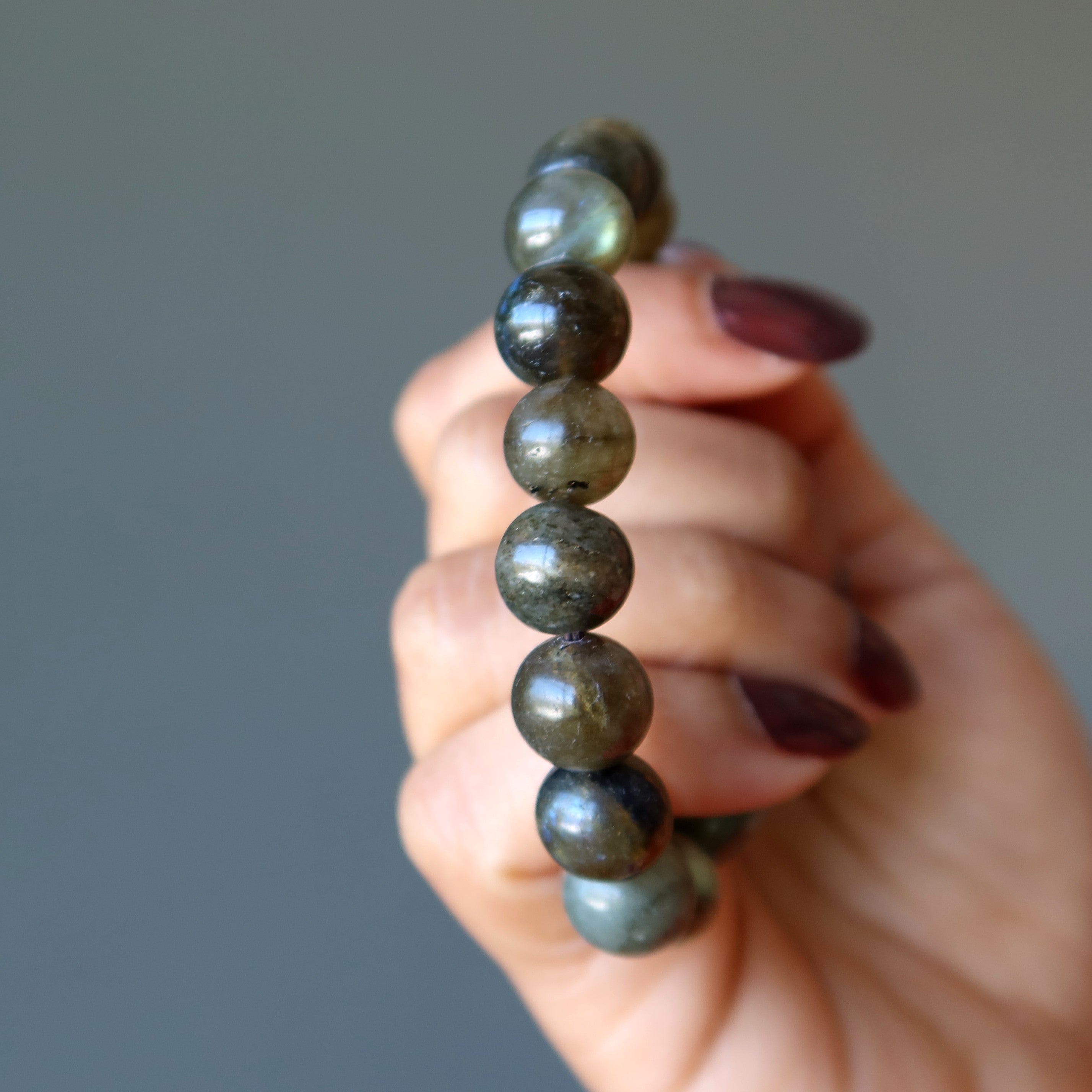 Bracelet labradorite Ovale miroir en céramique bleue