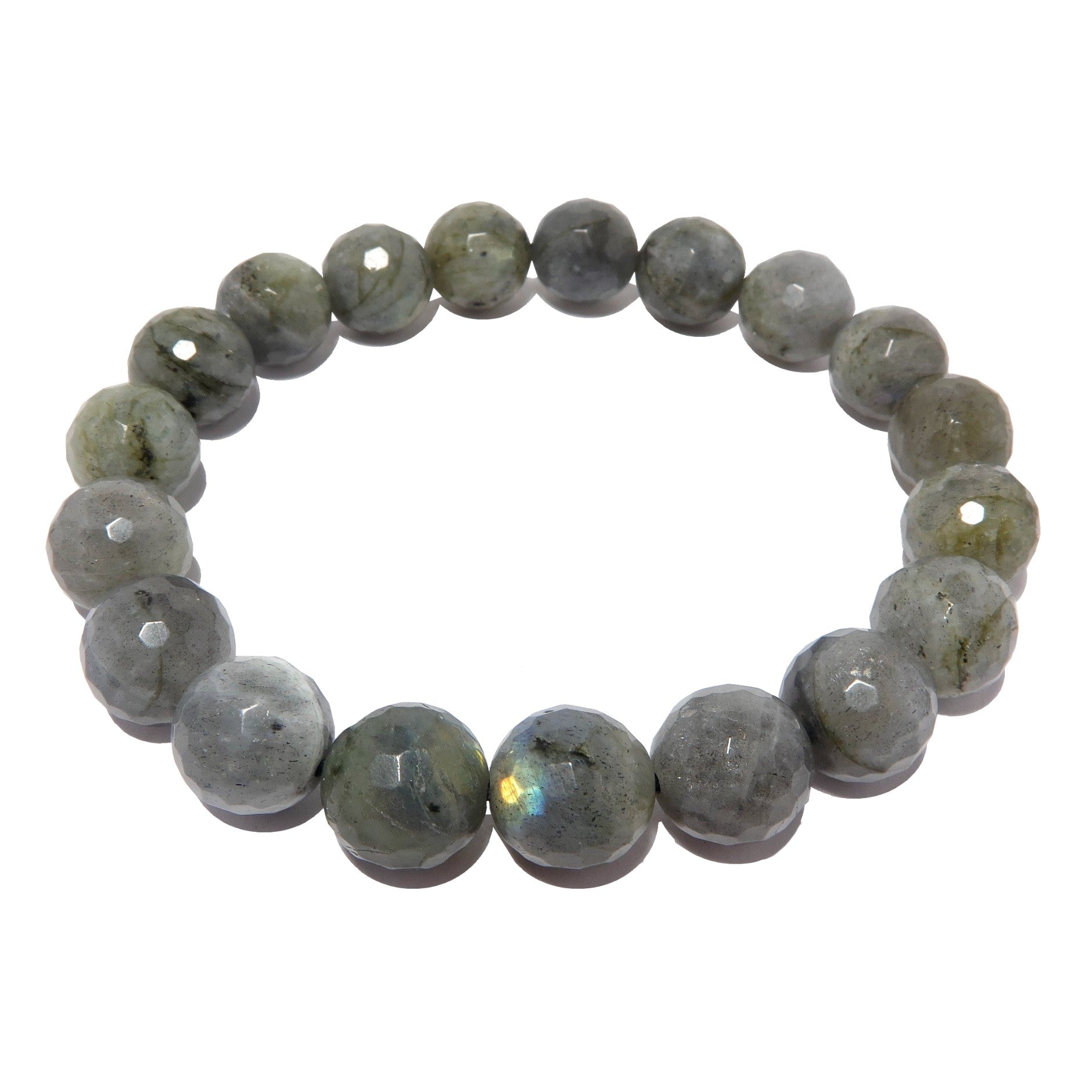 Bracelet en Labradorite Facettée Ciel Arc-en-ciel Lumière Argentée