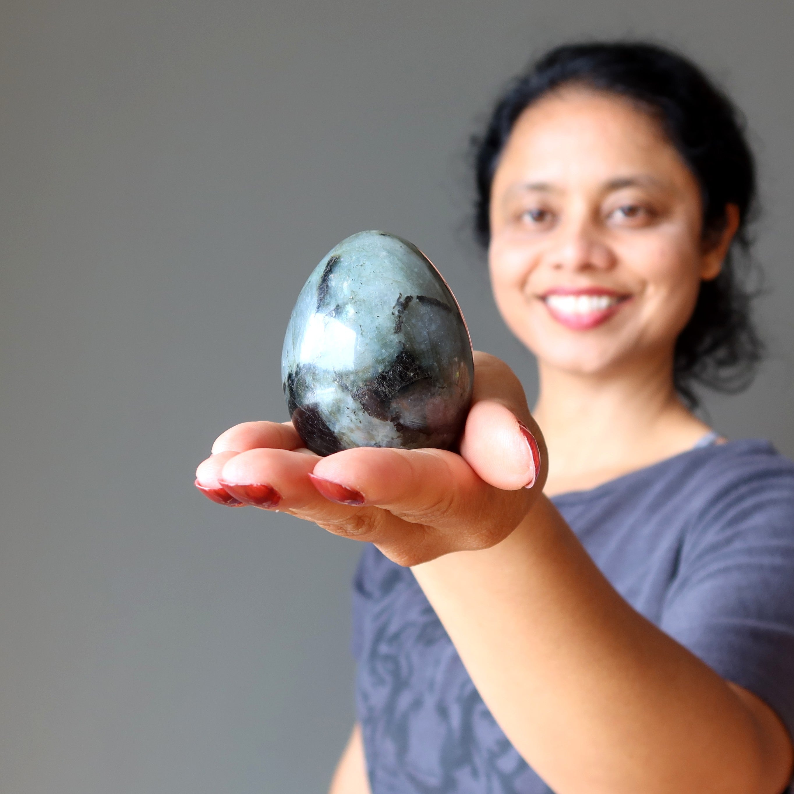 Labradorite Egg Rainbow Peacock Glowing Aura Crystal