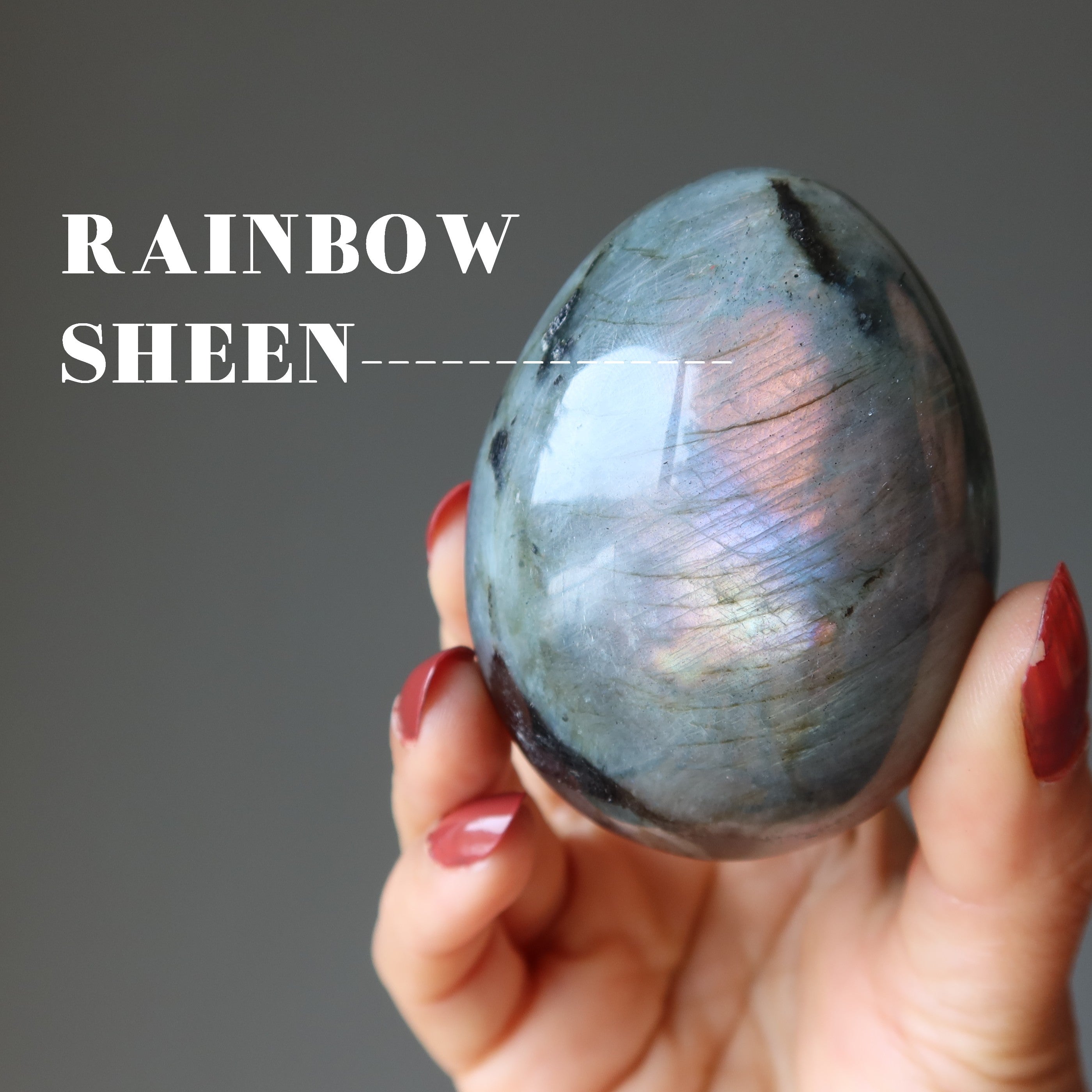 Labradorite Egg Rainbow Peacock Glowing Aura Crystal