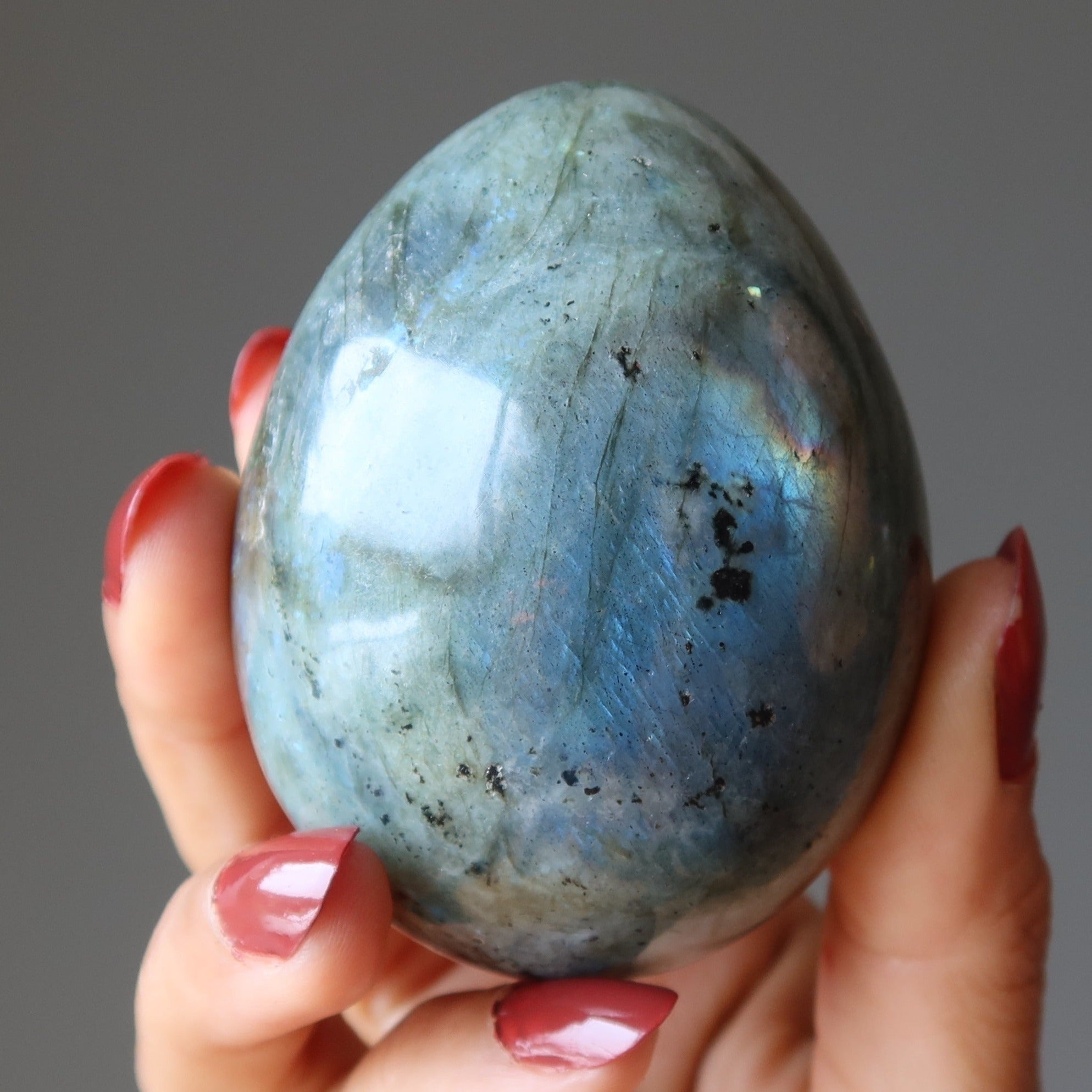 Labradorite Egg Rainbow Peacock Glowing Aura Crystal