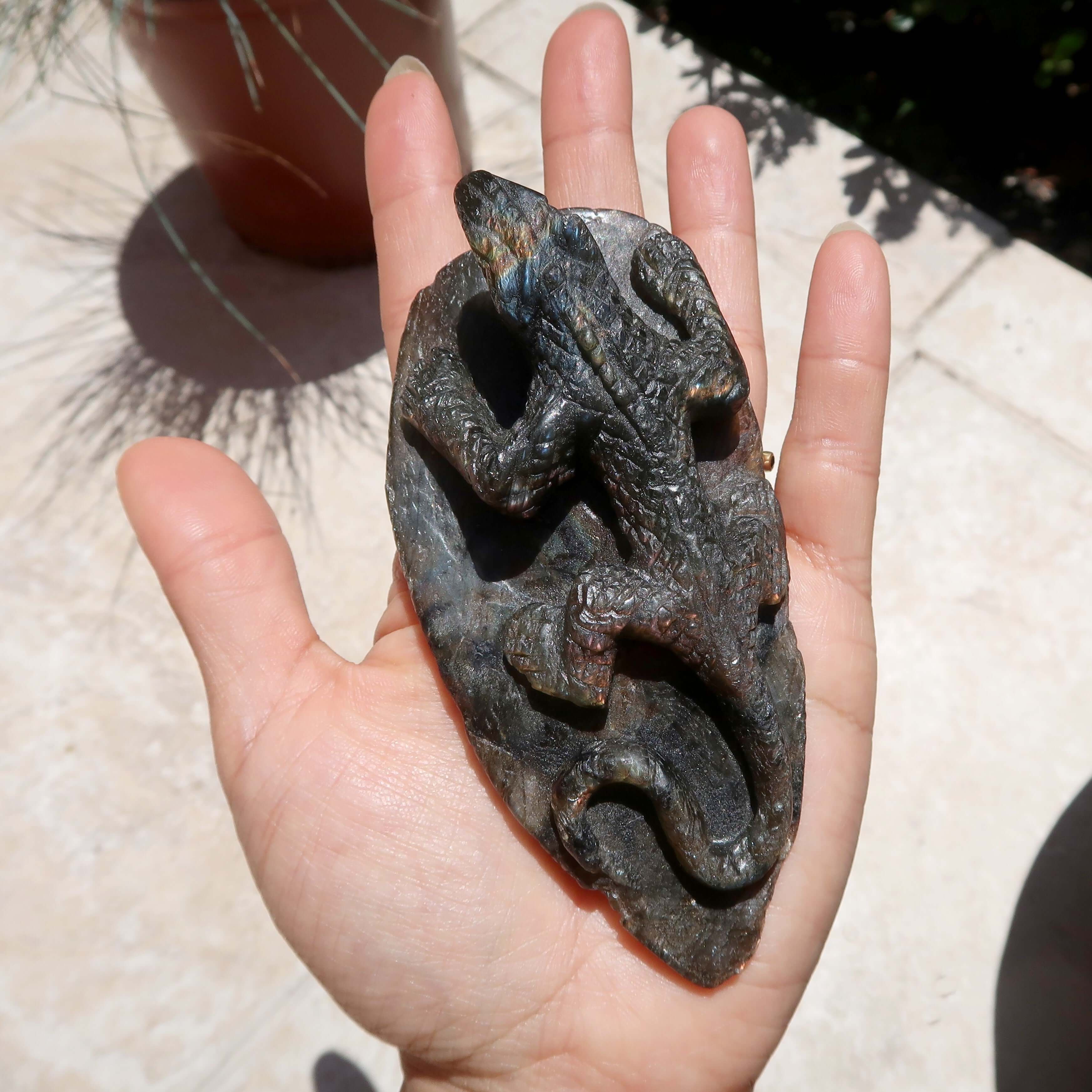 Labradorite Lizard Protective Animal Rainbow Stone