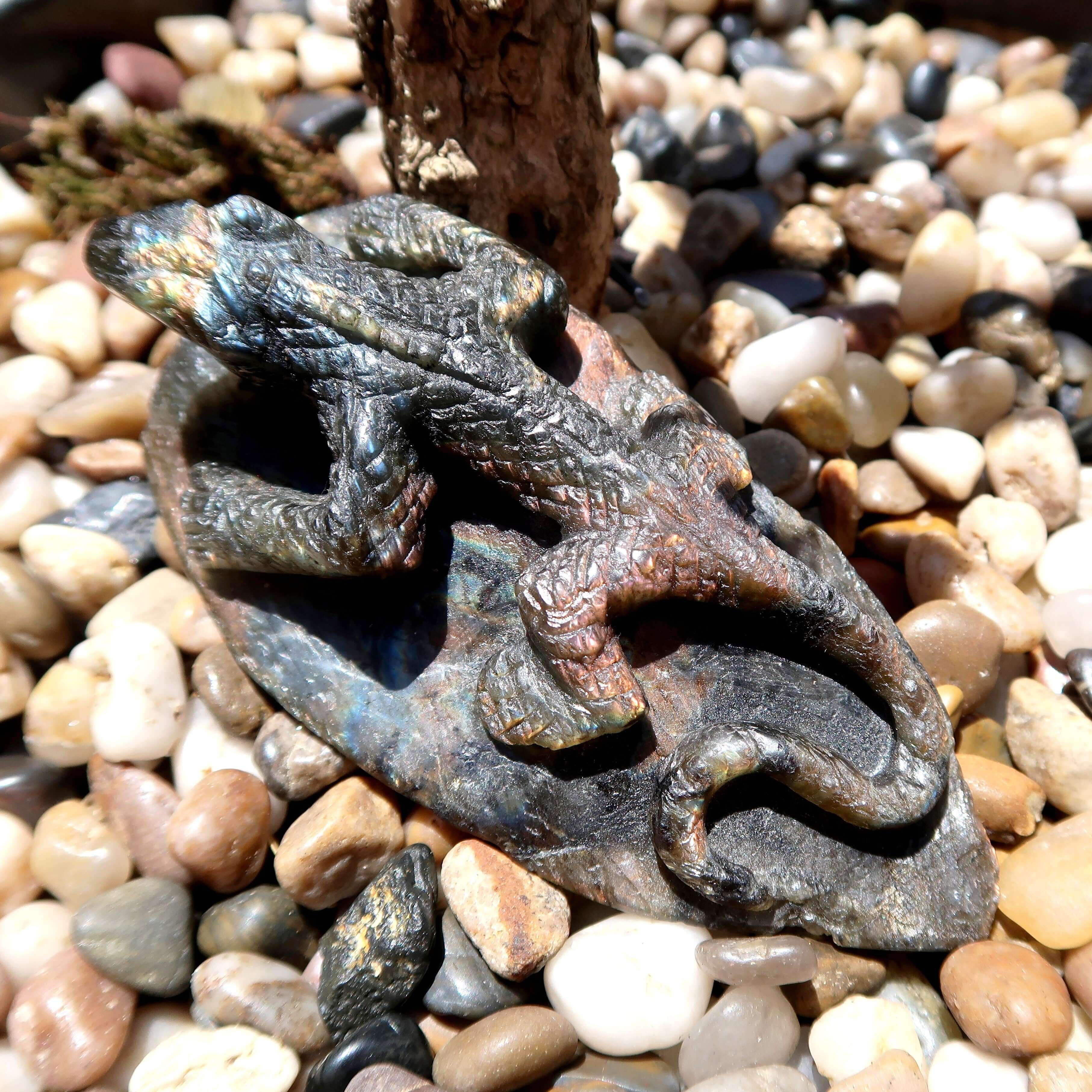 Labradorite Lizard Protective Animal Rainbow Stone
