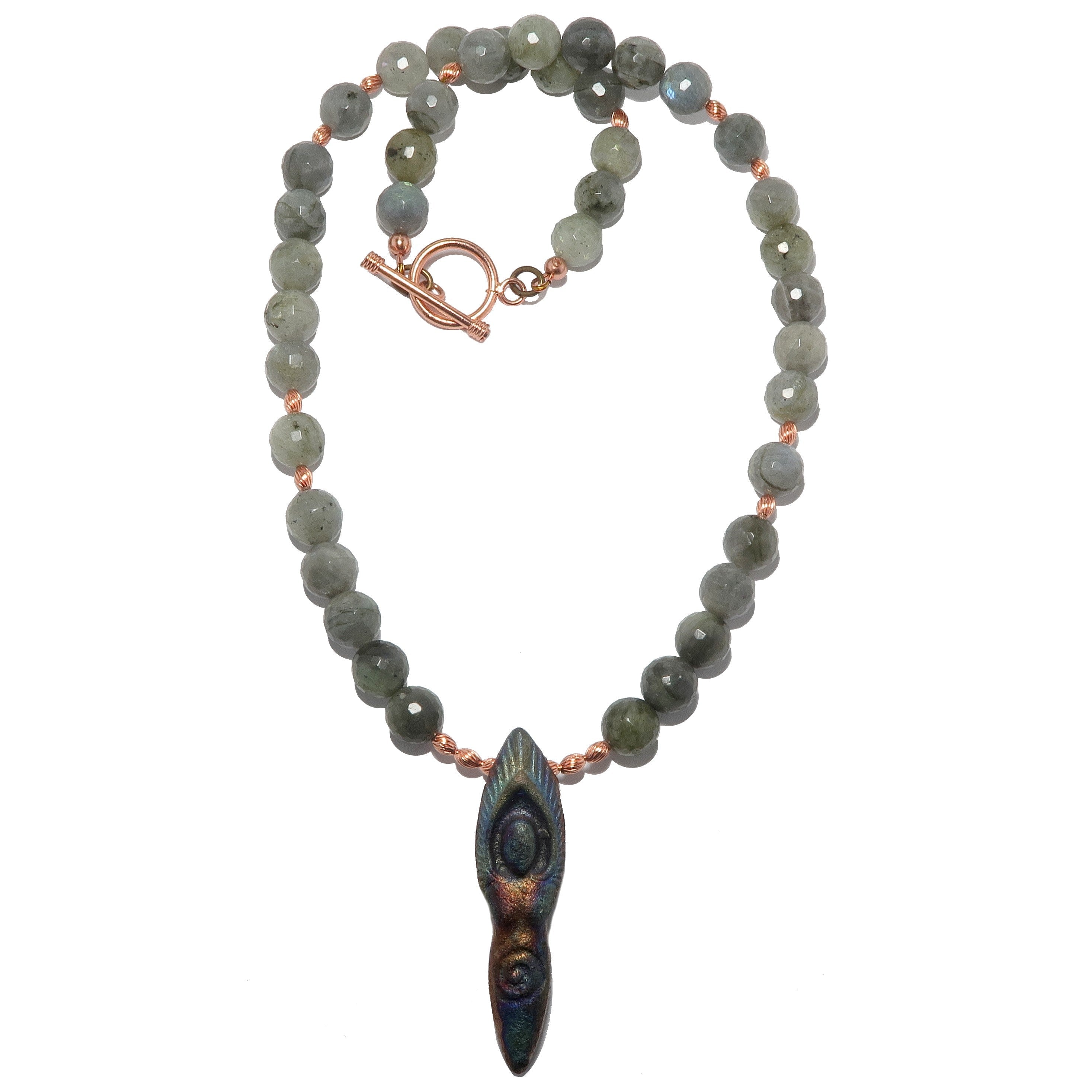Labradorite Necklace Goddess of Celebration Raku