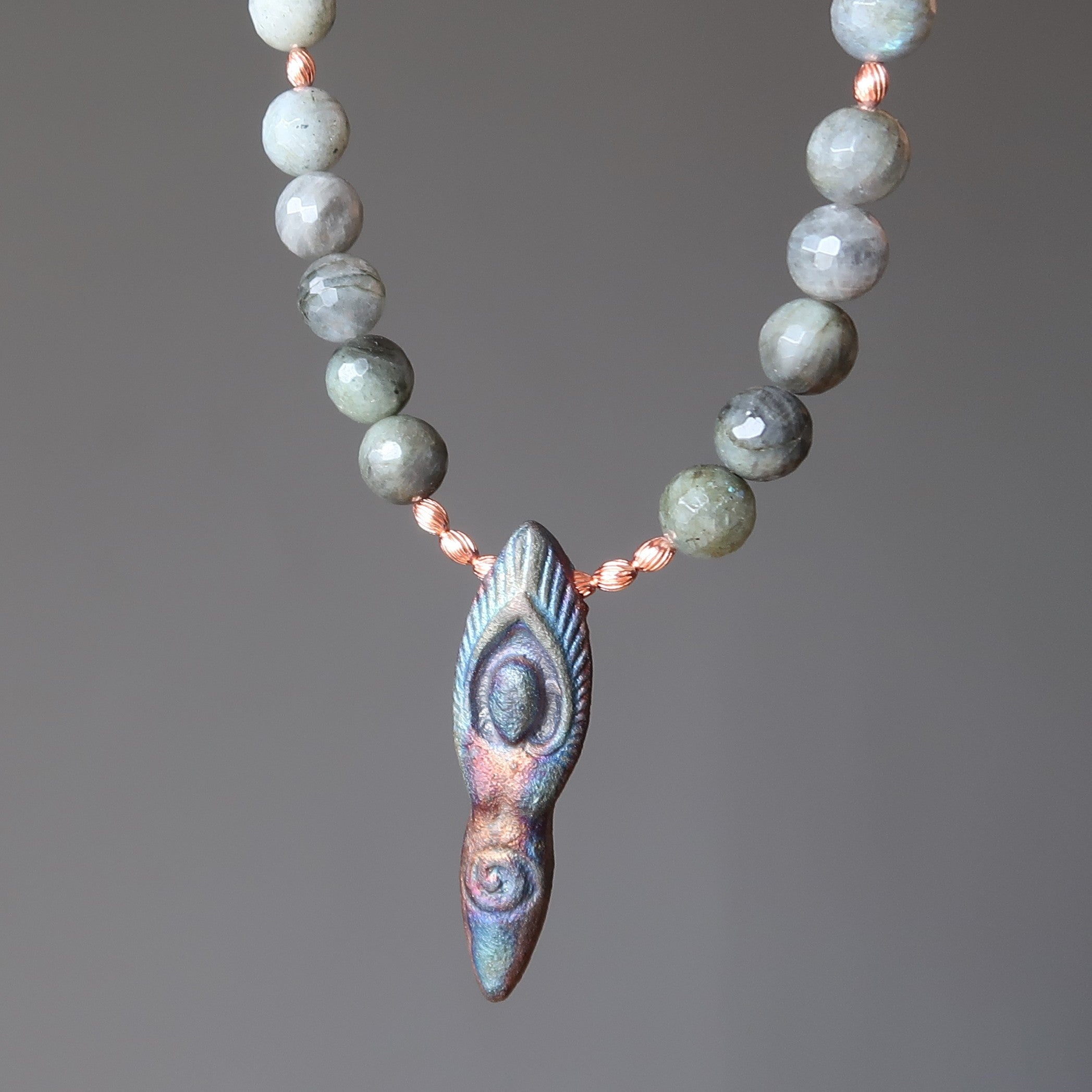 Labradorite Necklace Goddess of Celebration Raku