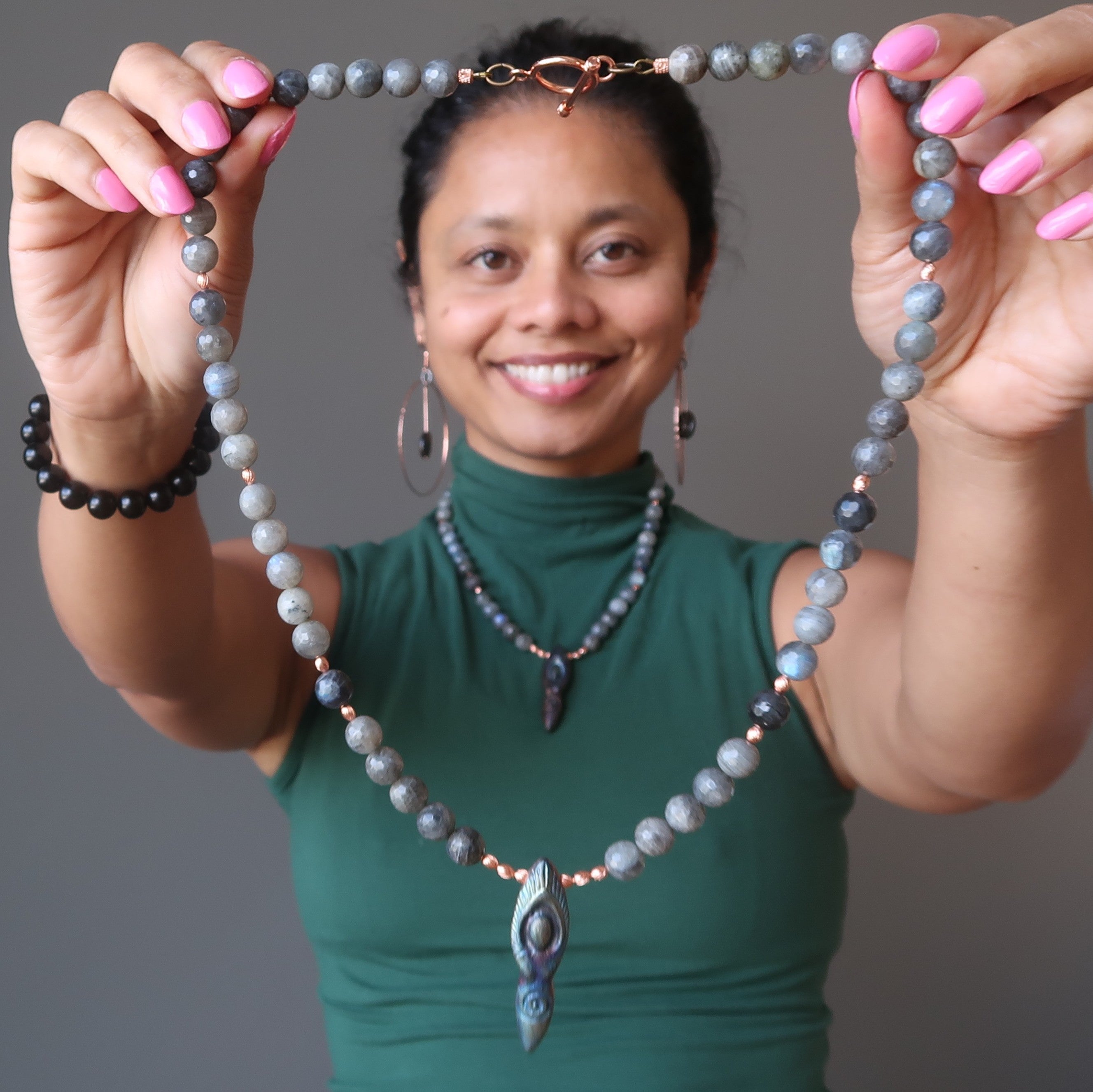 Labradorite Necklace Goddess of Celebration Raku