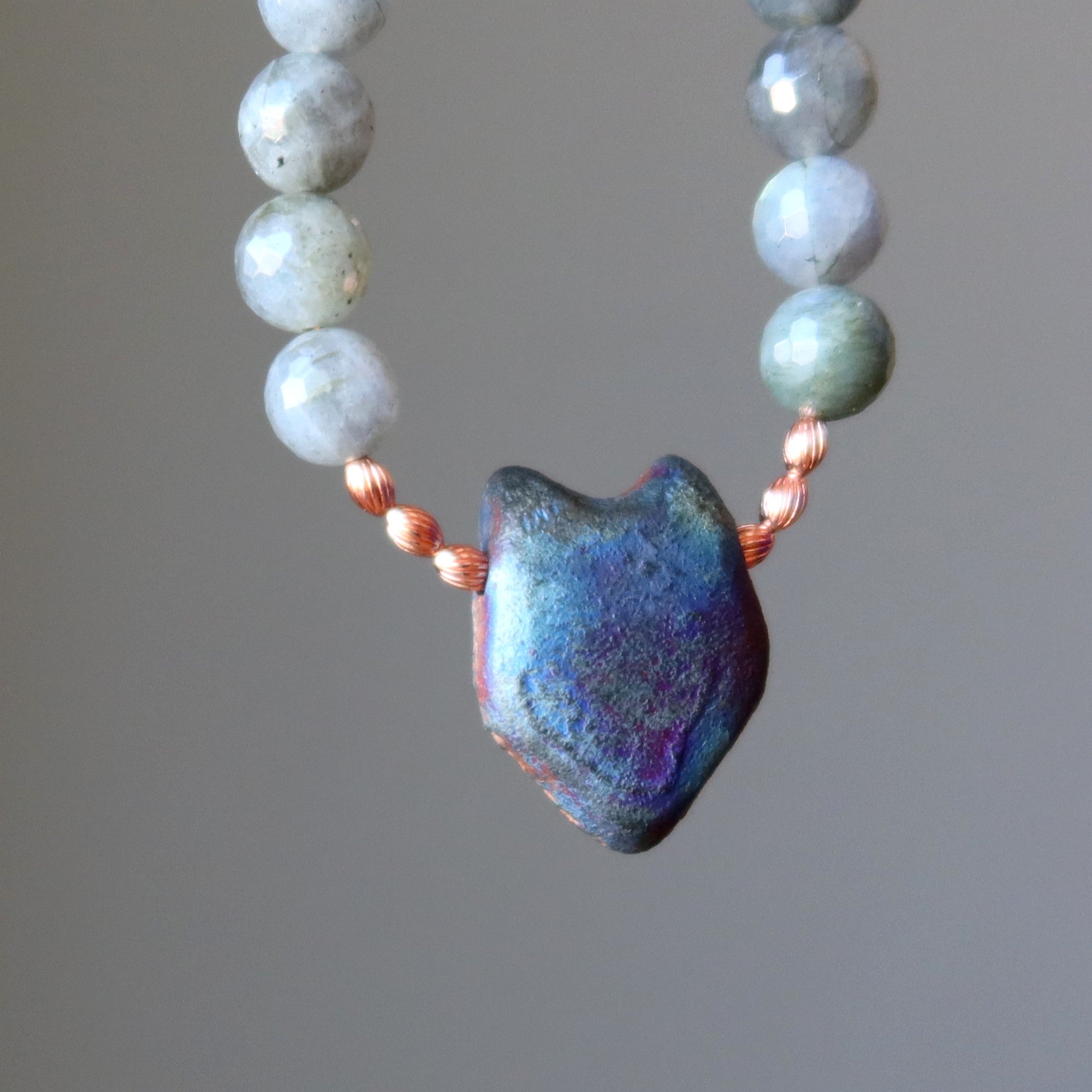 Labradorite Necklace Wolf Talisman Faceted Gem