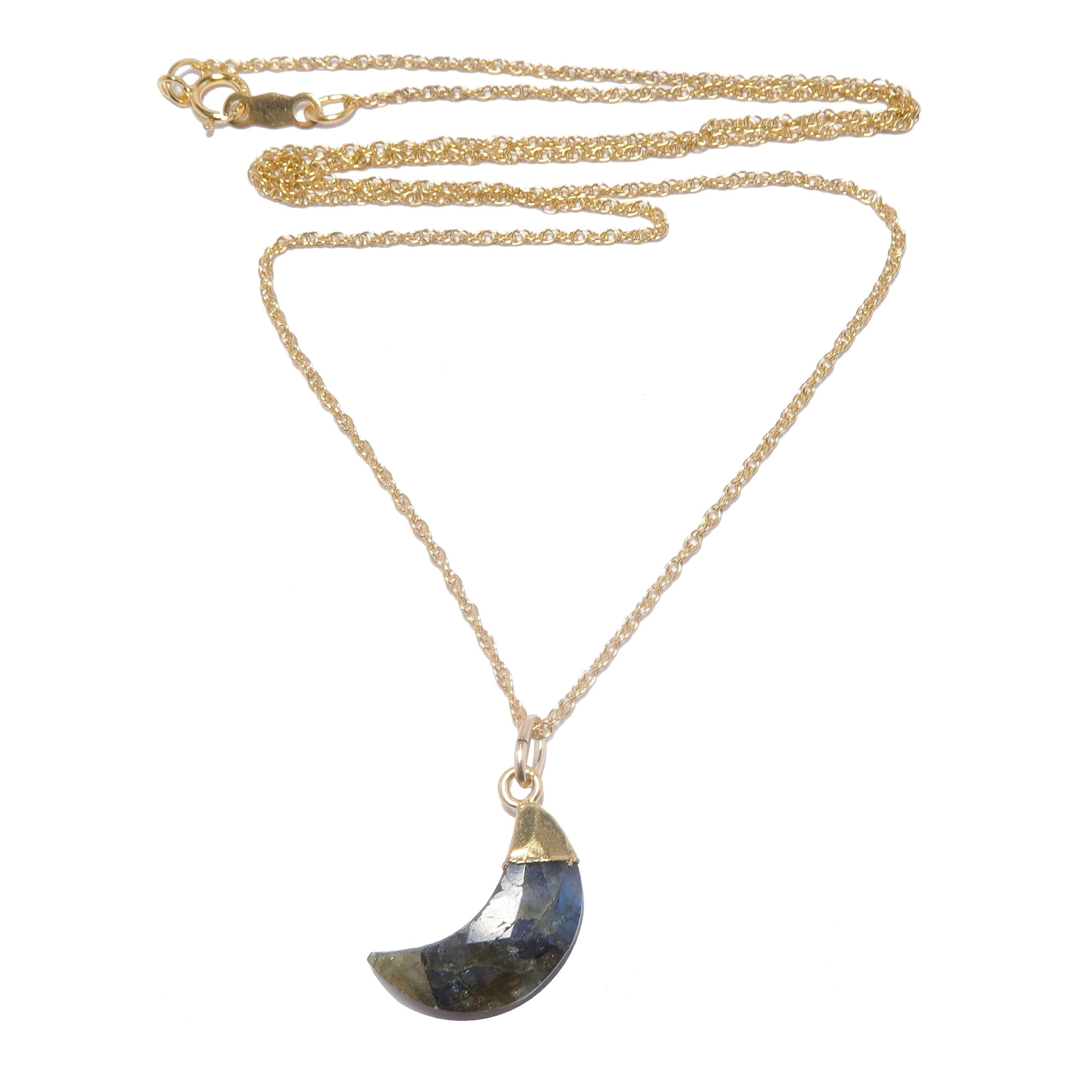 Labradorite Necklace Rainbow Moon 24-Karat Gold