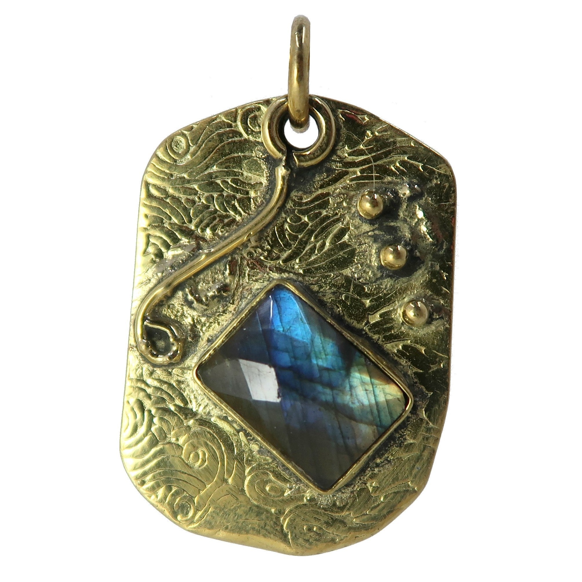 Labradorit Anhänger Schimmerndes Juwel Tibet Gold