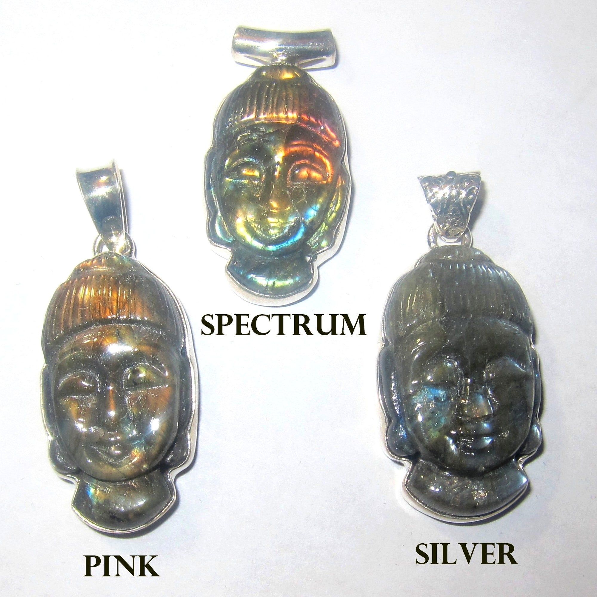 Labradorite Pendant Rainbow Buddha Sterling Silver