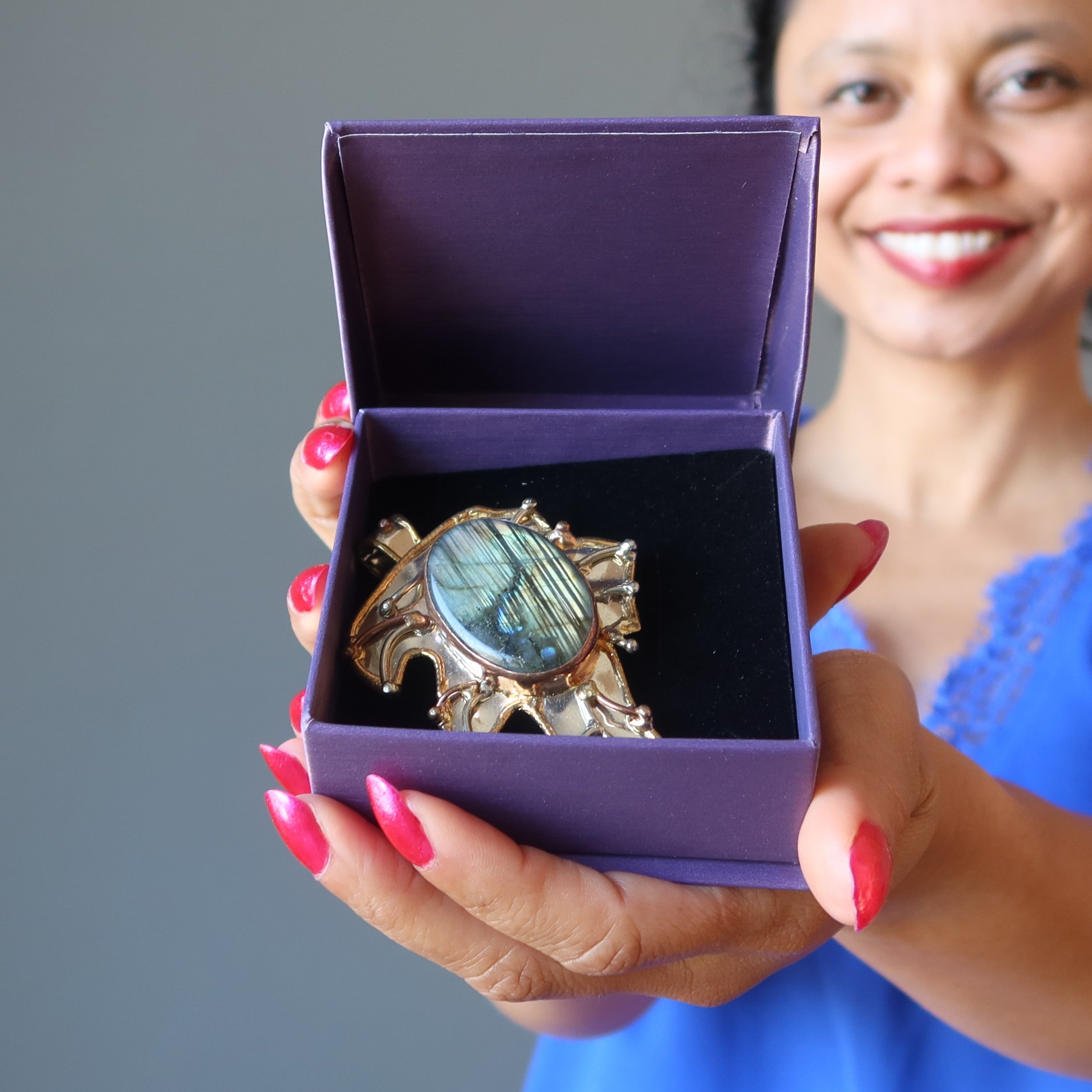 Labradorit-Anhänger Große Mystische Blatt-Regenbogen-Edelstein-Kristall