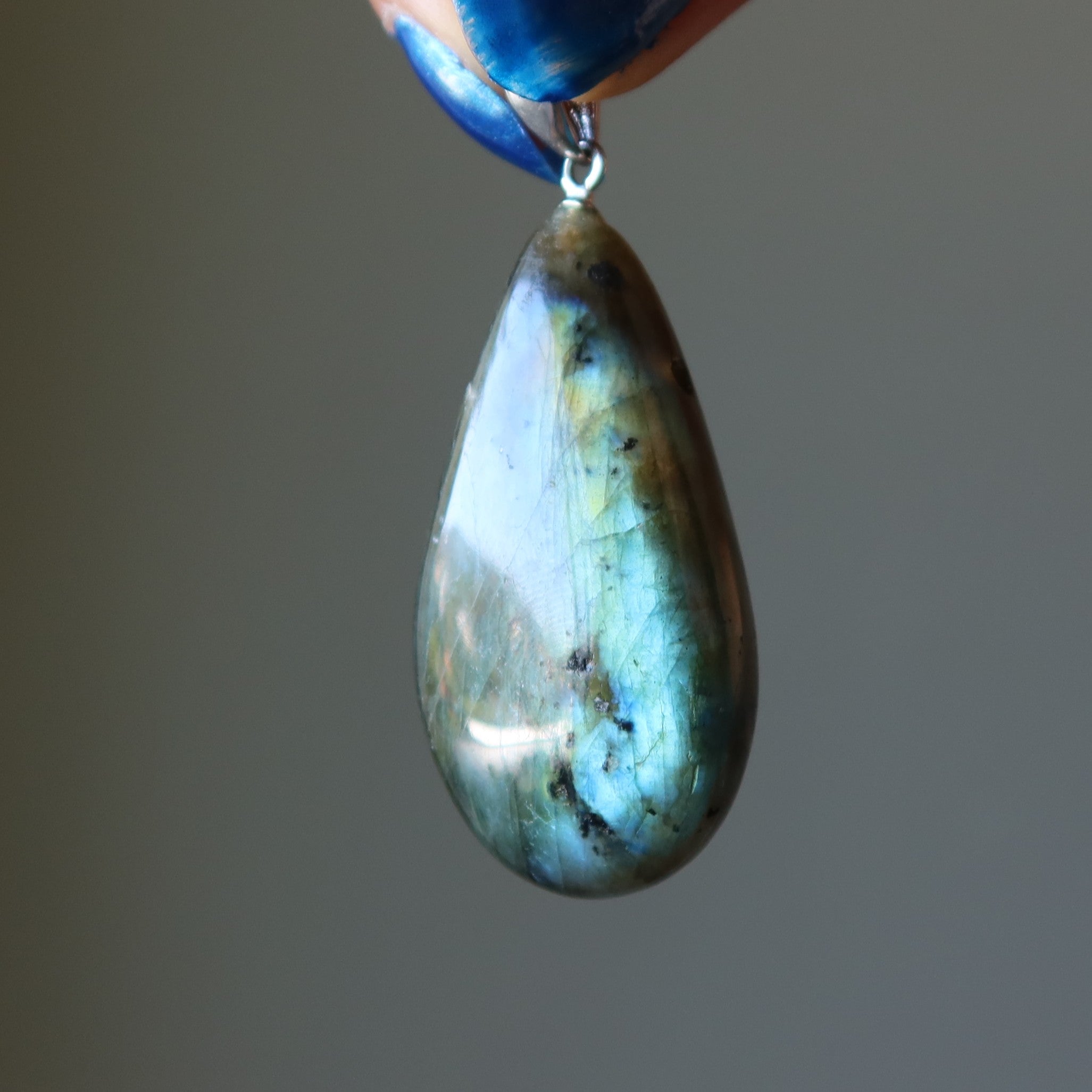Labradorite Pendant New Moon Magic Crystal Rainbow Teardrop
