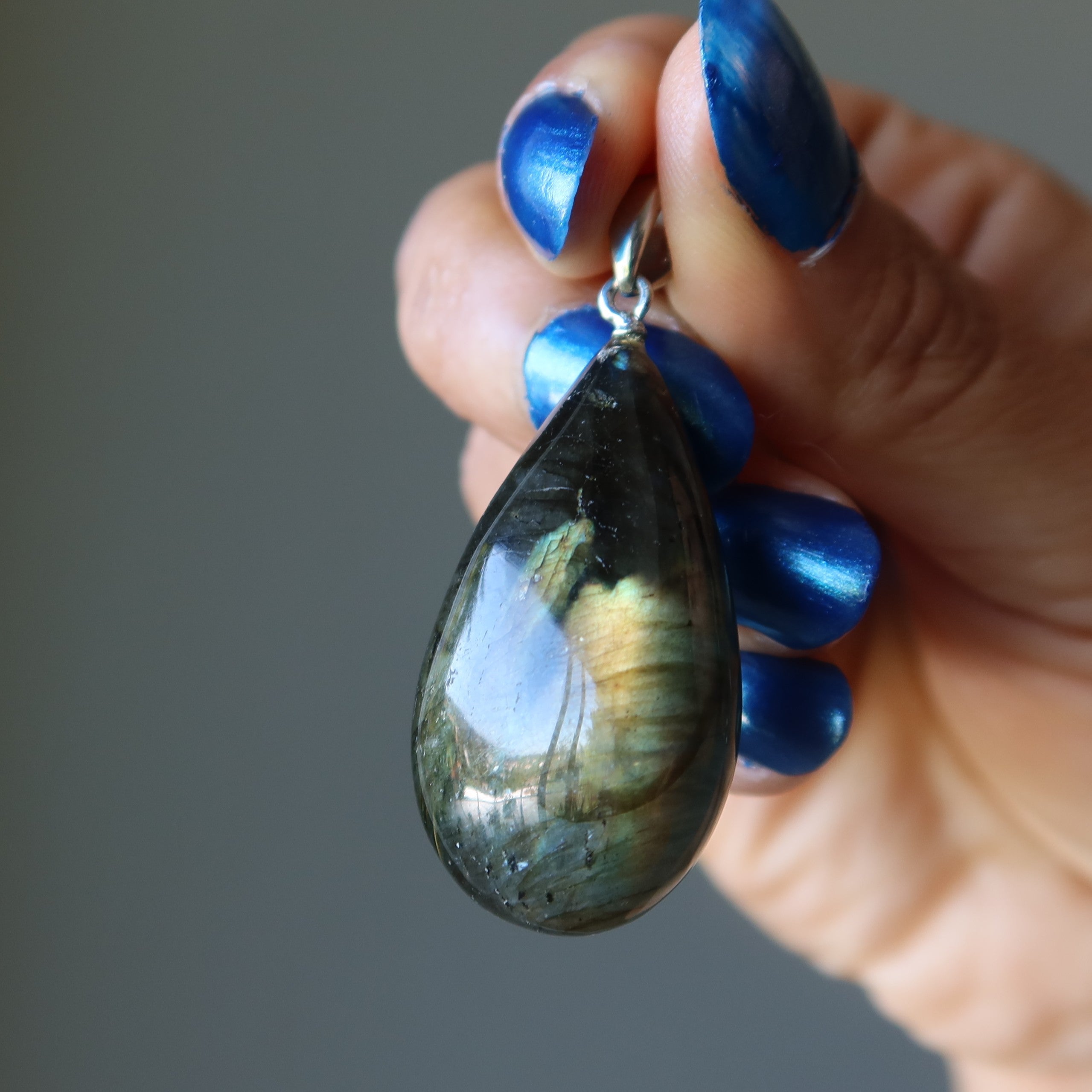 Labradorite Pendant New Moon Magic Crystal Rainbow Teardrop