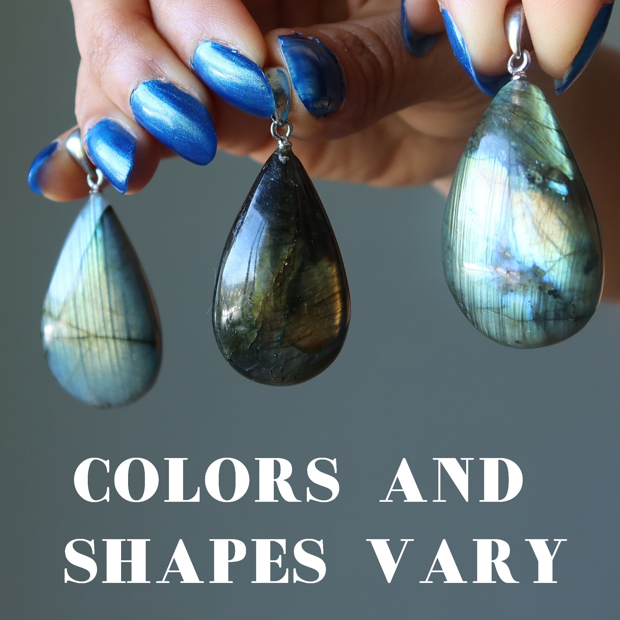 Labradorite Pendant New Moon Magic Crystal Rainbow Teardrop