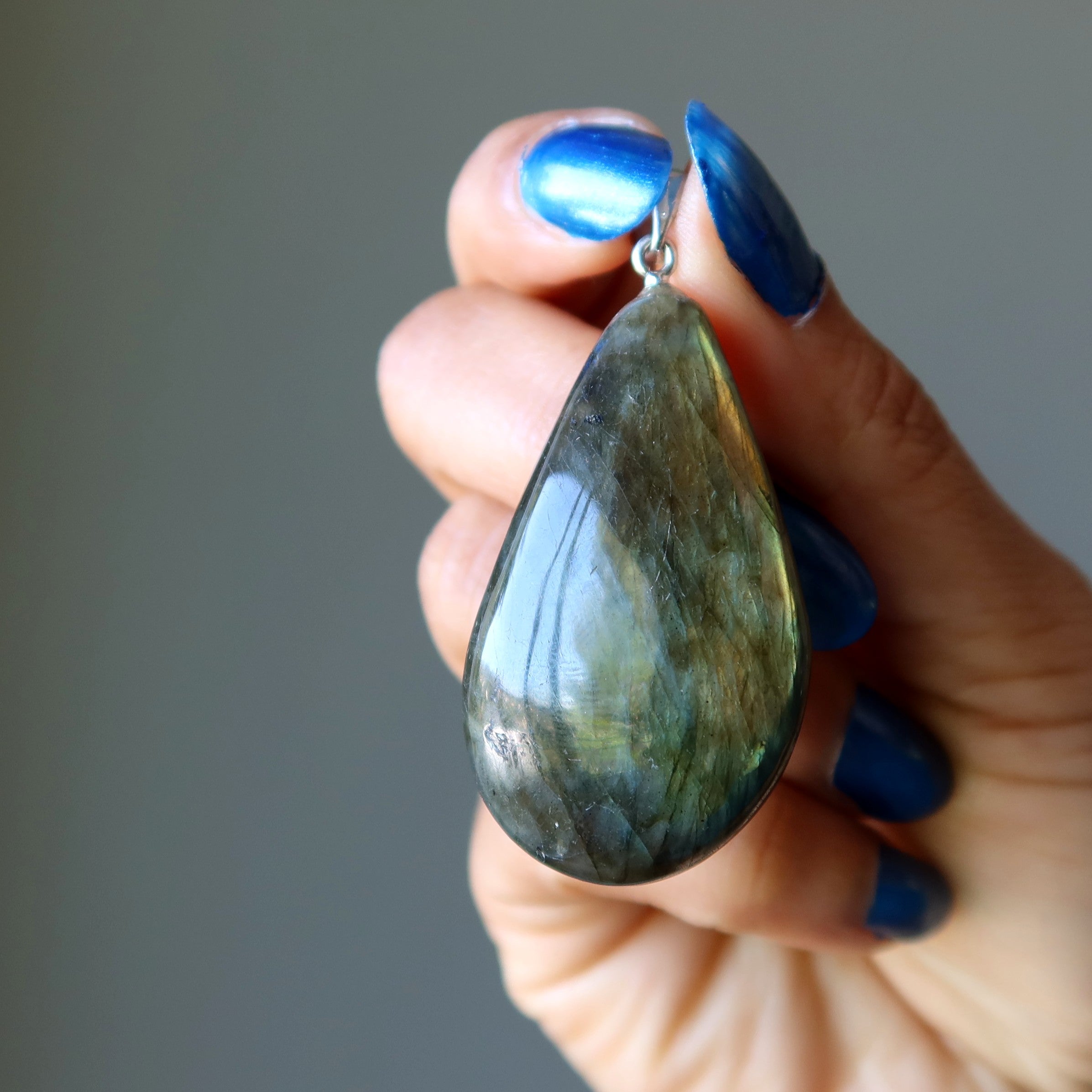 Labradorite Pendant New Moon Magic Crystal Rainbow Teardrop