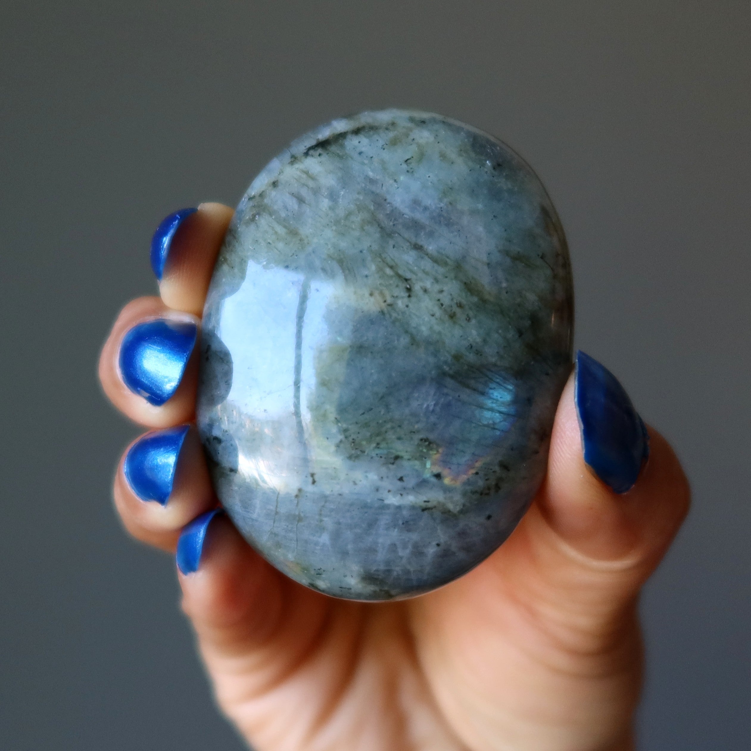 Labradorite Polished Palm Stone Glossy Rainbow Supernatural Energy