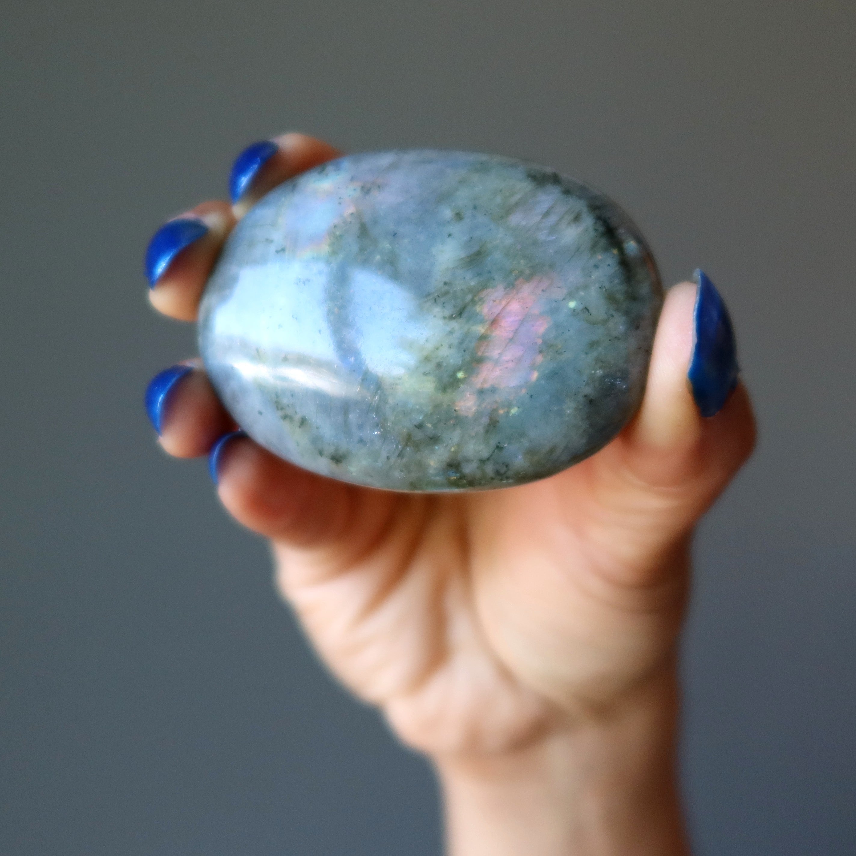 Labradorite Polished Palm Stone Glossy Rainbow Supernatural Energy