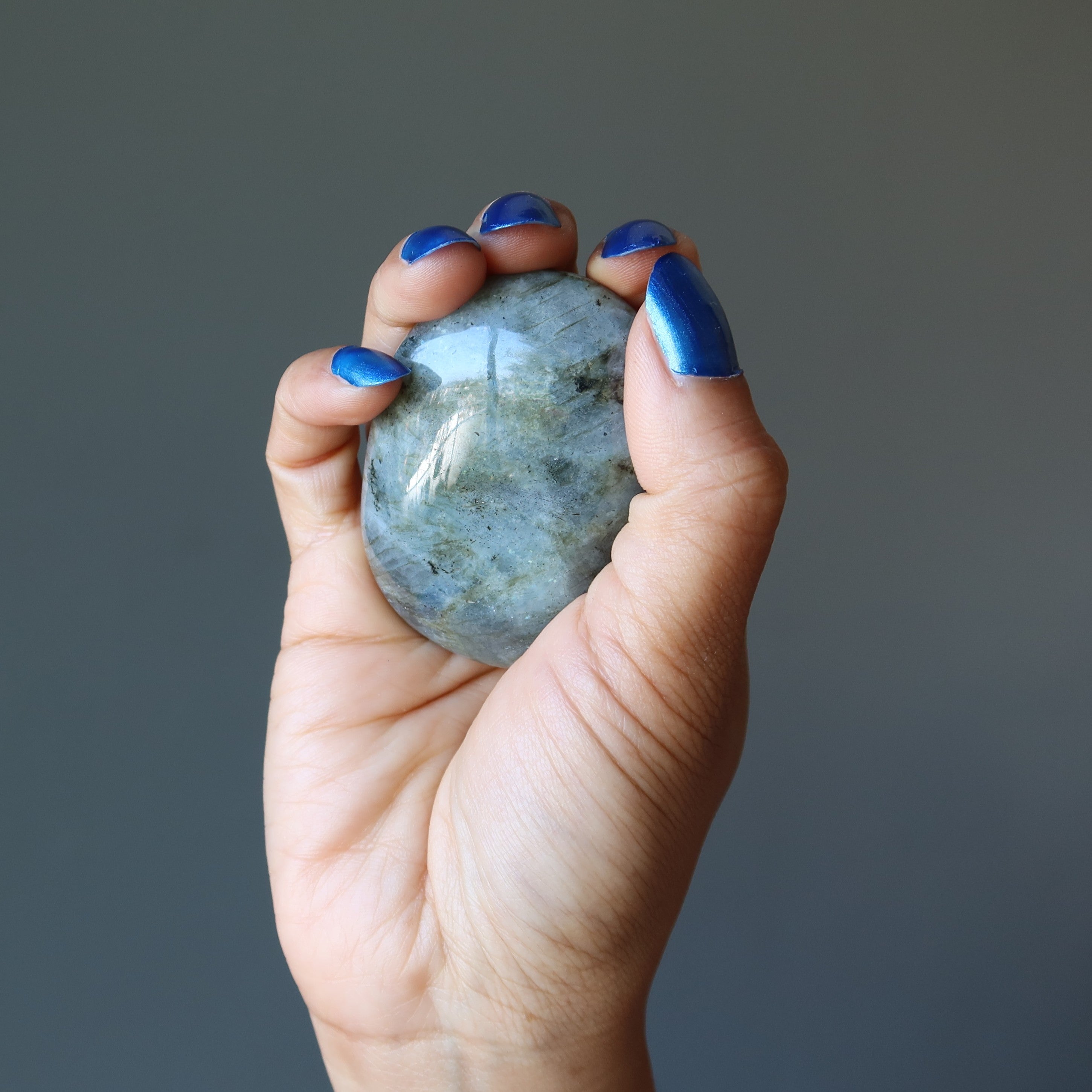 Labradorite Polished Palm Stone Glossy Rainbow Supernatural Energy