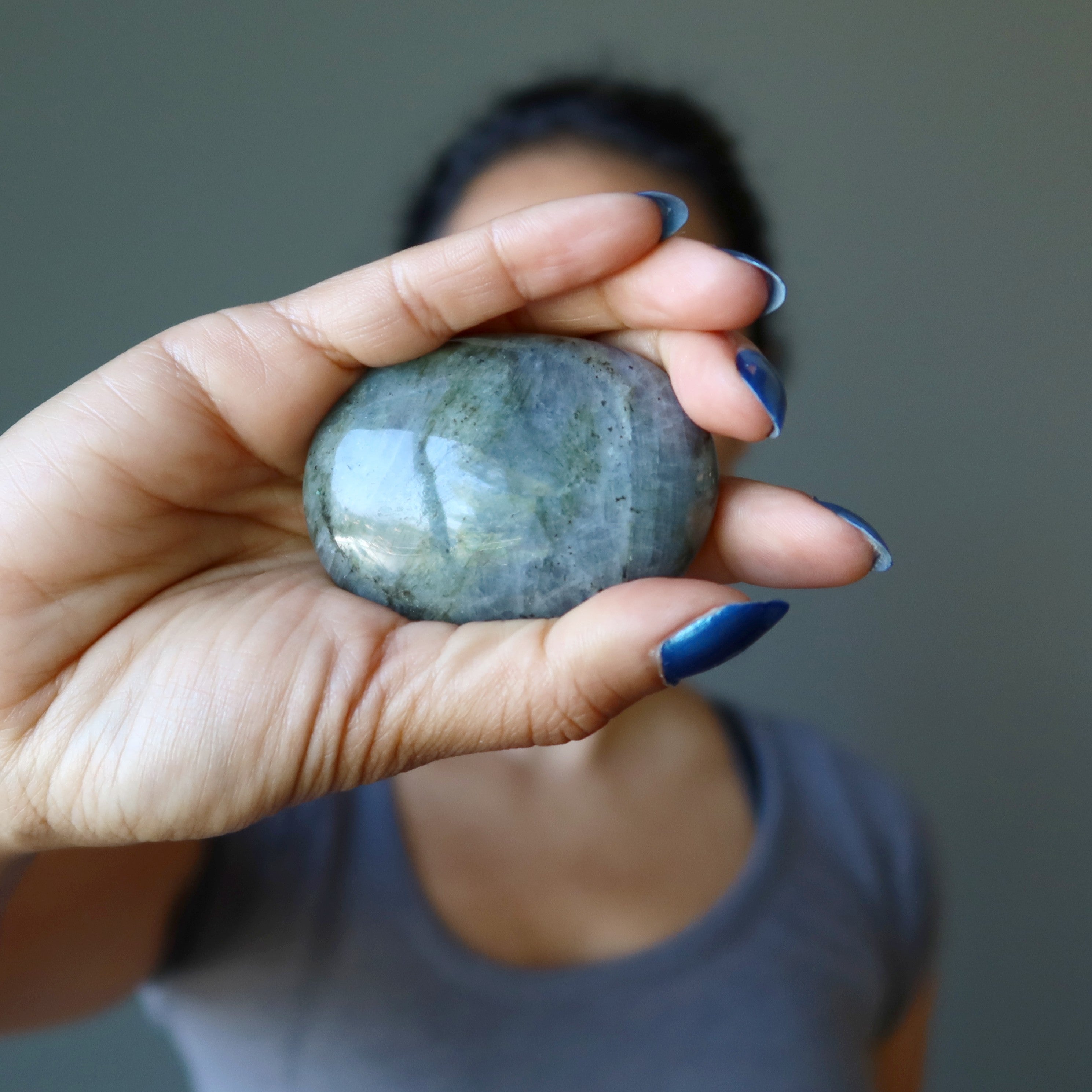 Labradorite Polished Palm Stone Glossy Rainbow Supernatural Energy