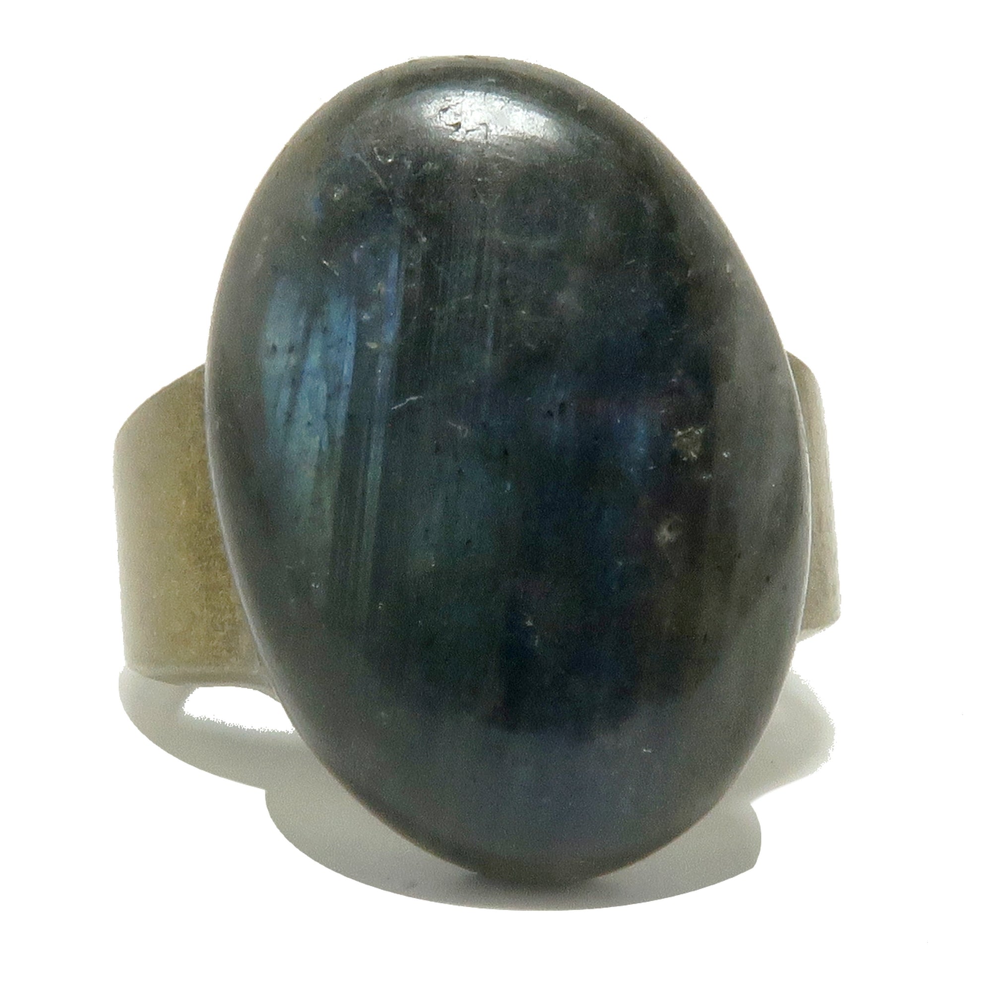Labradorite Ring Oval Mirror of Magic Crystal Size 7.5