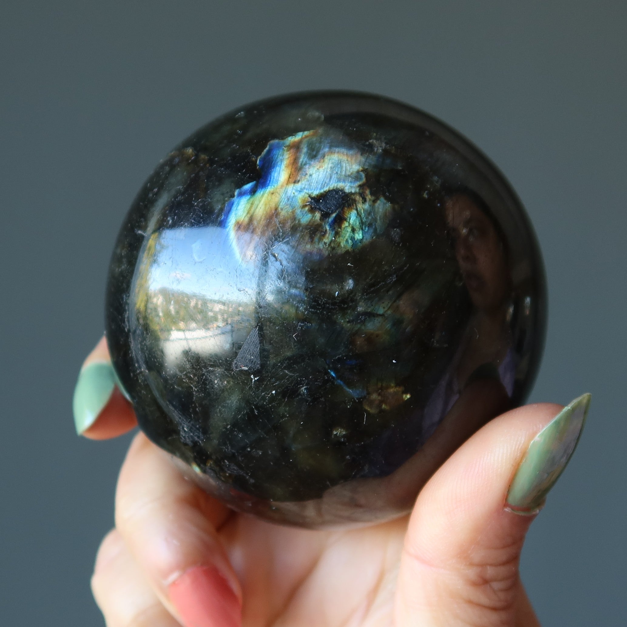 Labradorite Sphere Dark Side of Moon Crystal Ball