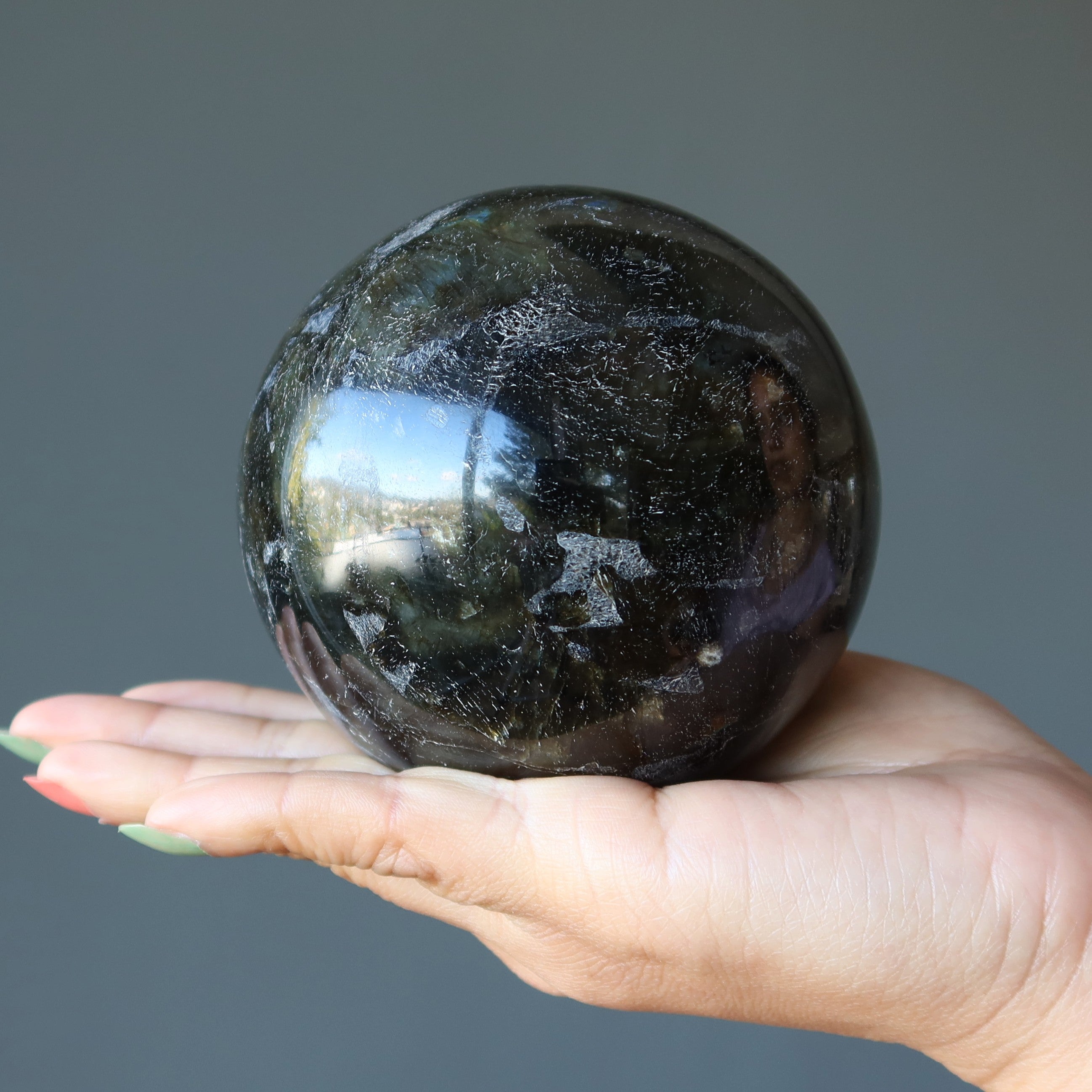 Labradorite Sphere Dark Side of Moon Crystal Ball