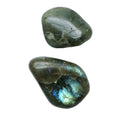 Ensemble d'aimants en labradorite, paire de pierres roulées aux reflets arc-en-ciel