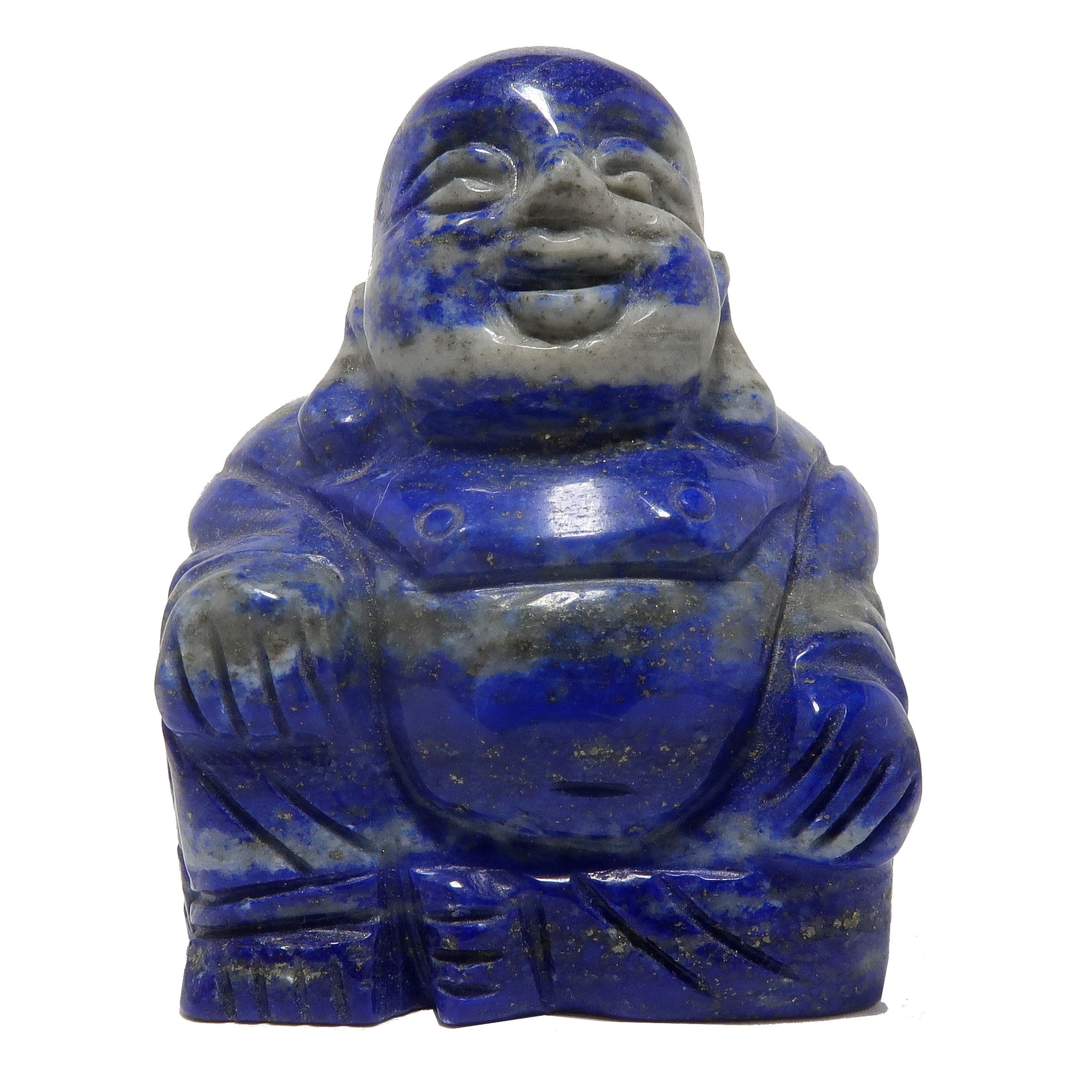 Lapis Lazuli Laughing Buddha Happiness Crystal God Statue