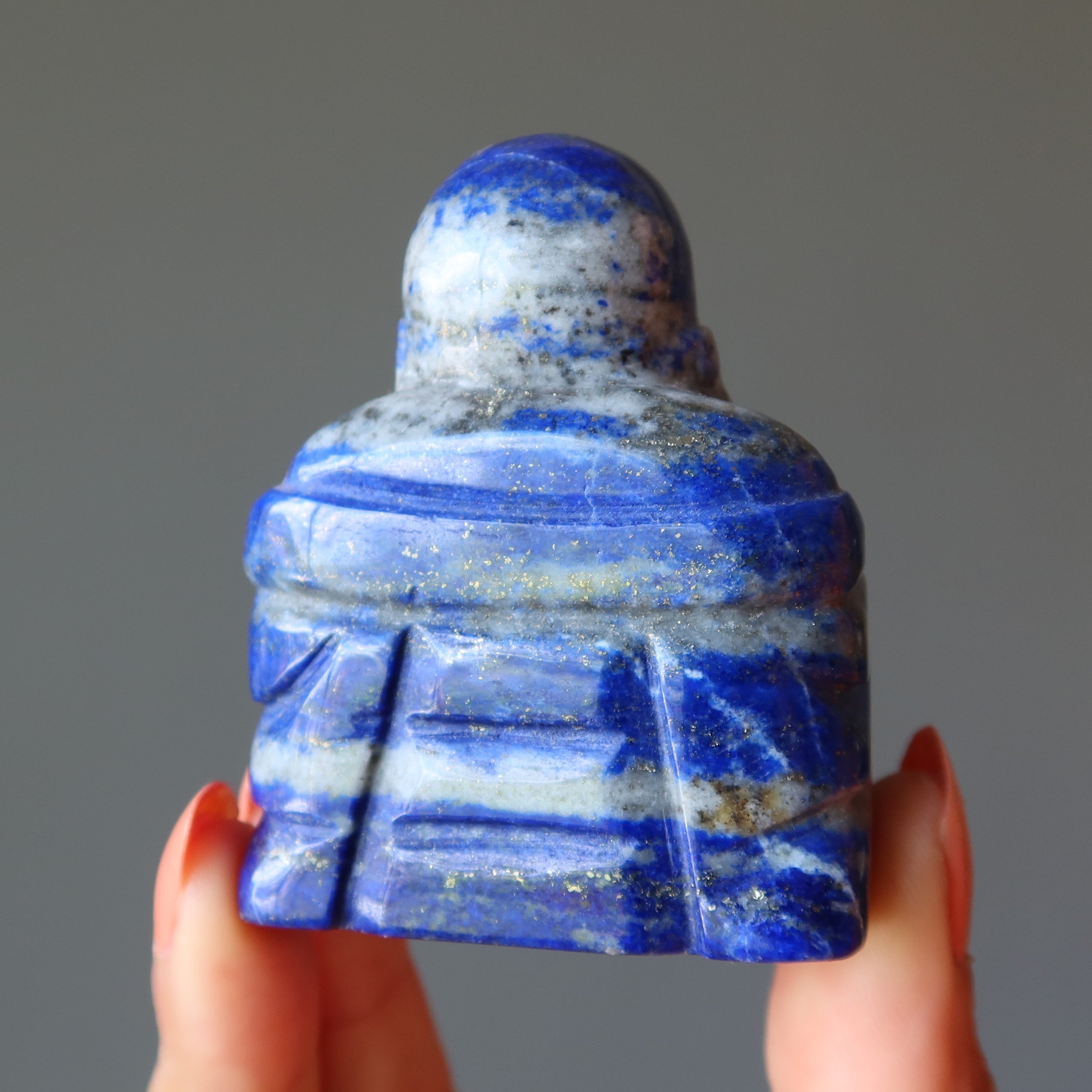 Lapis Lazuli Laughing Buddha Happiness Crystal God Statue