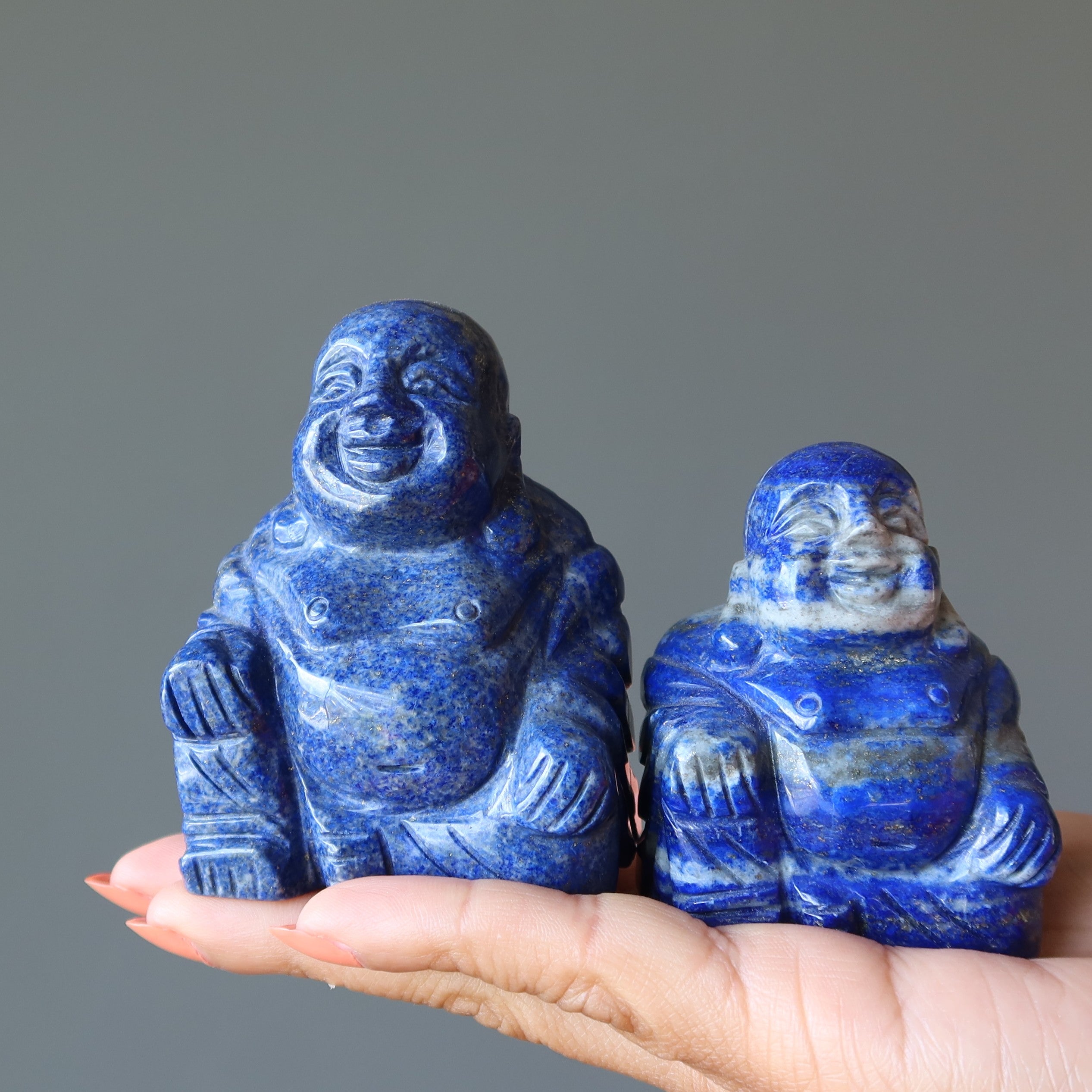 Lapis Lazuli Laughing Buddha Happiness Crystal God Statue