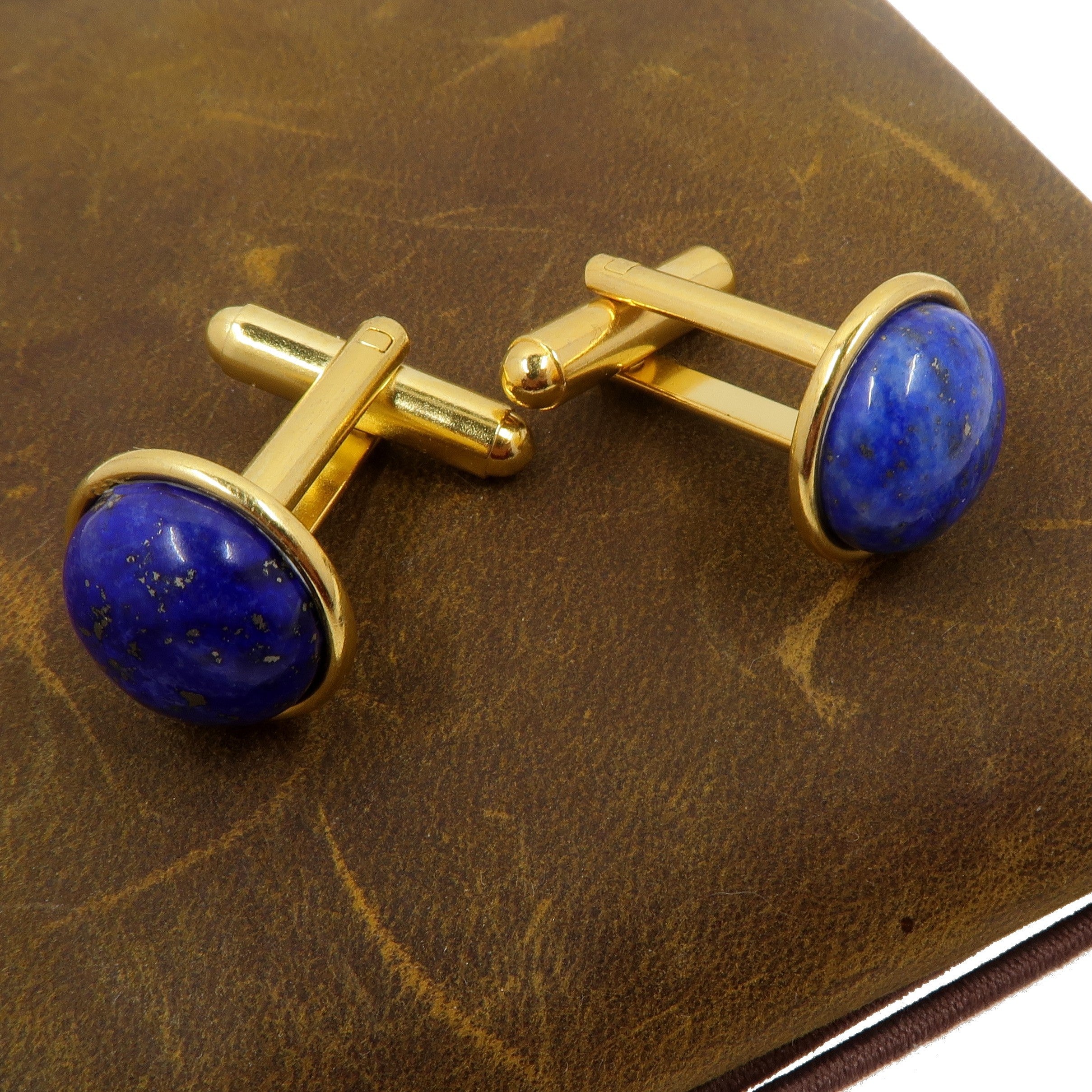 Lapislazuli-Manschettenknöpfe blau Business Erfolg Stein Gold