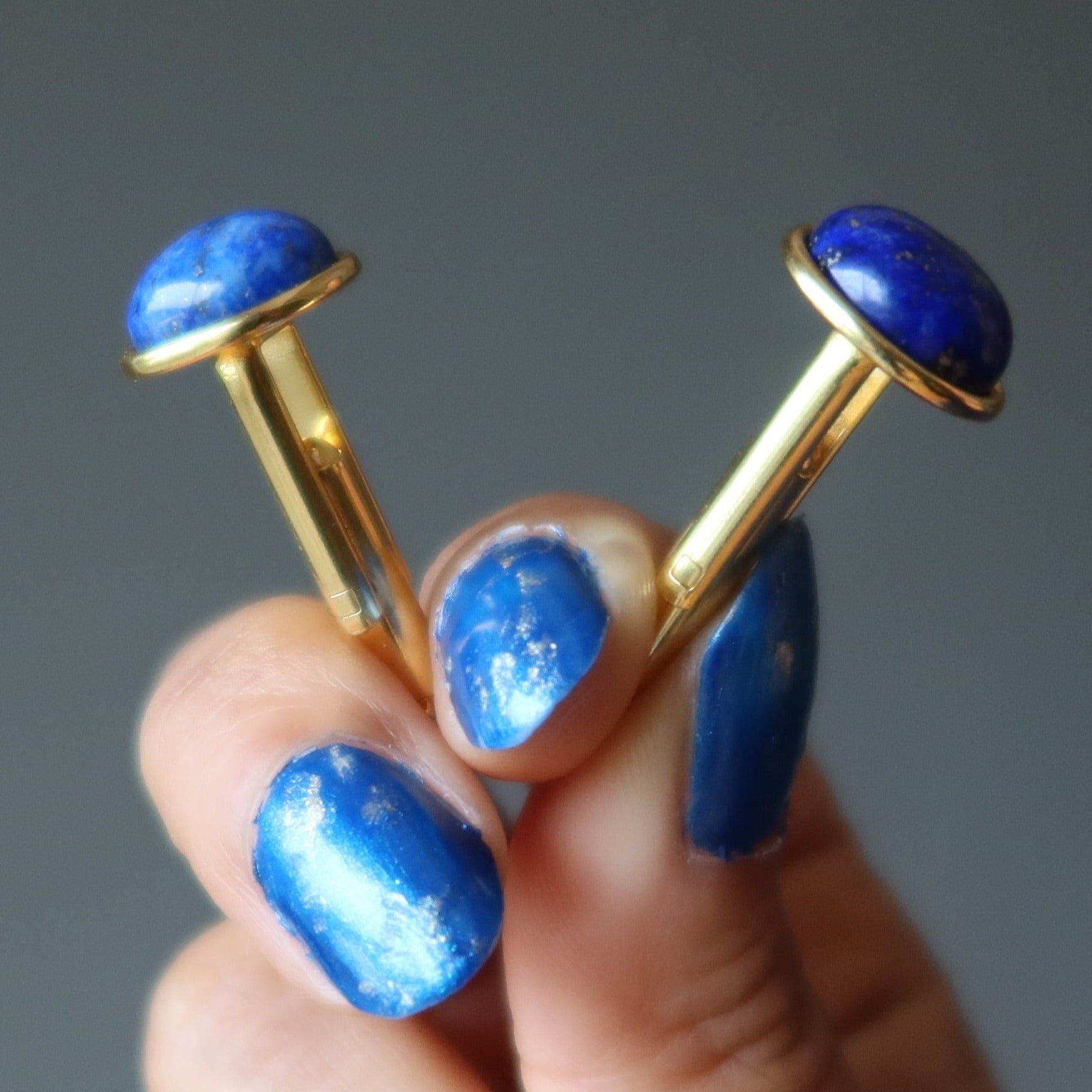 Lapislazuli-Manschettenknöpfe blau Business Erfolg Stein Gold