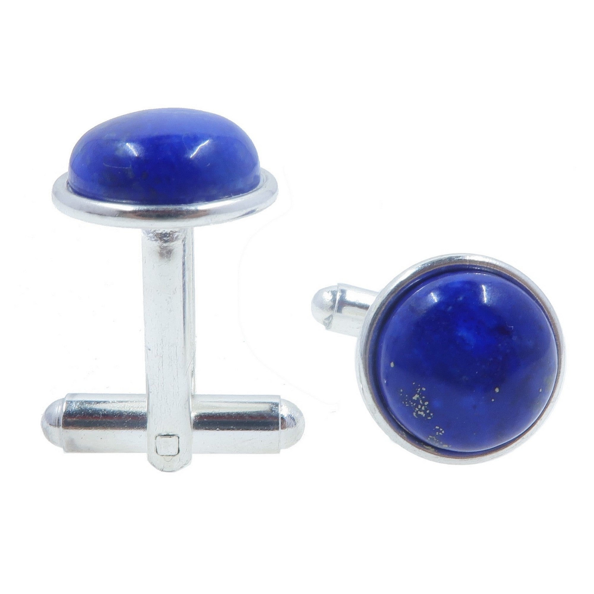 Boutons de manchette en lapis-lazuli, pierres précieuses mystiques bleues, argent