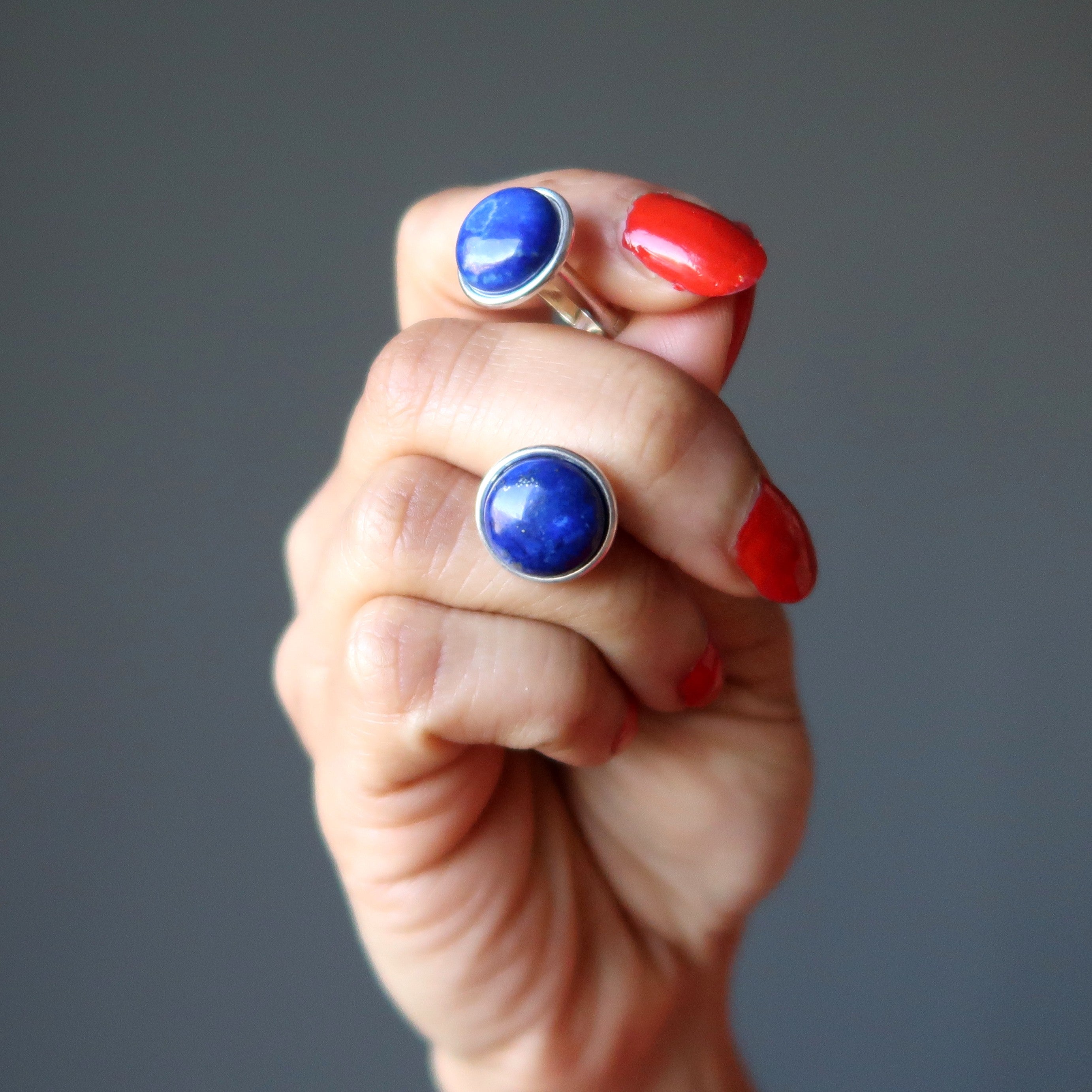 Boutons de manchette en lapis-lazuli, pierres précieuses mystiques bleues, argent