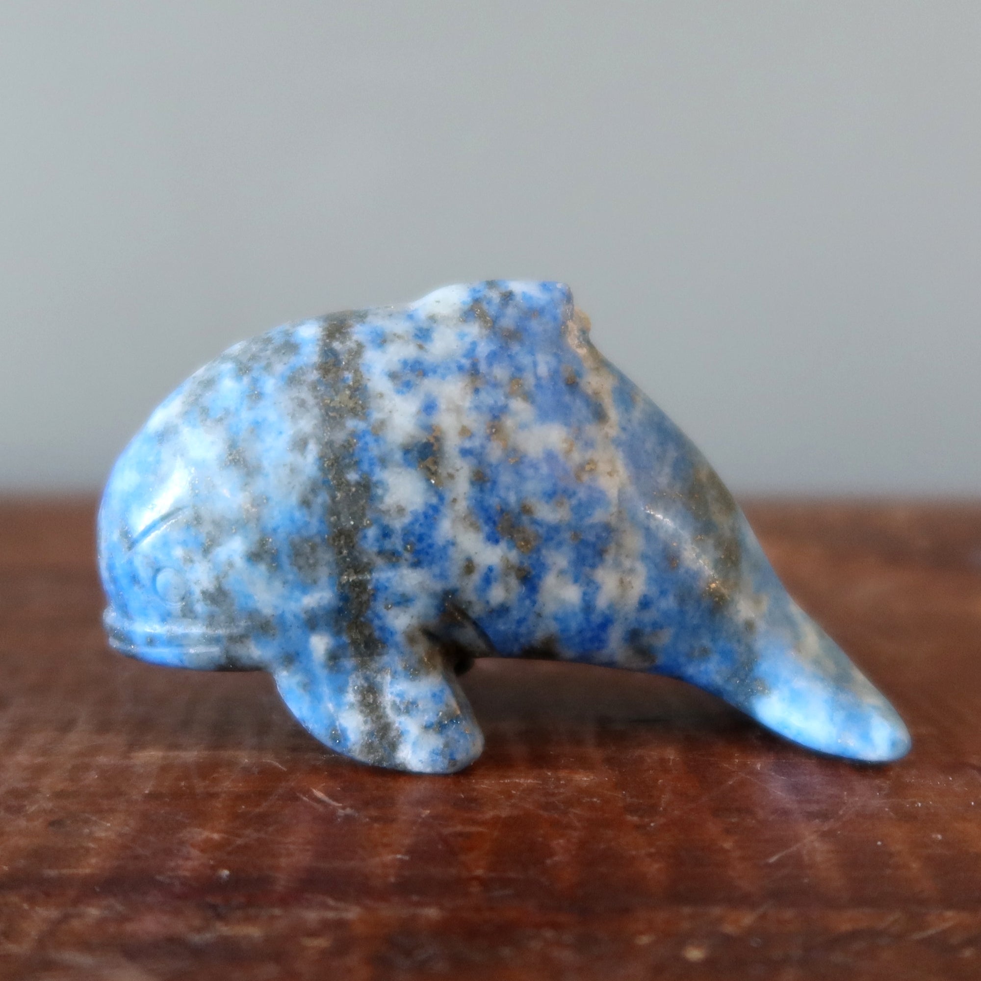 Lapis Lazuli Dolphin Blue Ocean Joy Animal Figurine Wounded Warrior